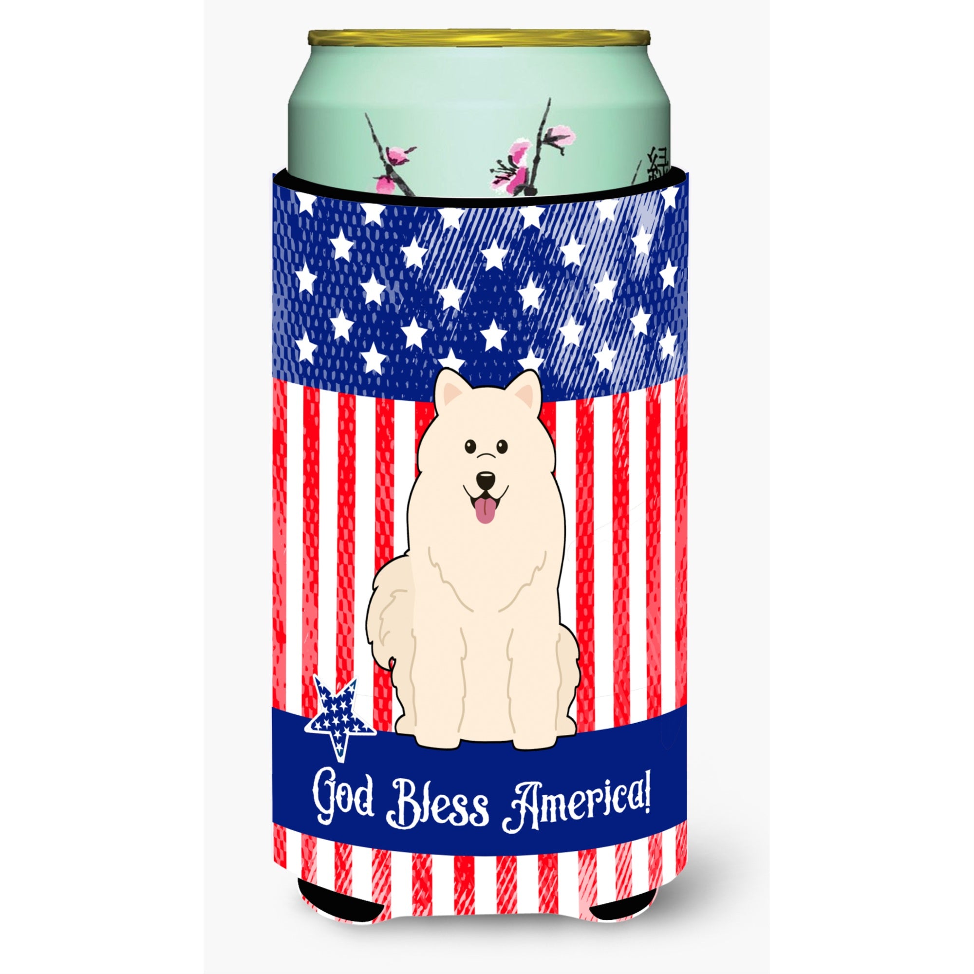 'Caroline'S Treasures Bb3025Tbc Patriotic Usa Samoyed Tall Boy Hugger Cold-Beverage-Koozies, Multicolor''