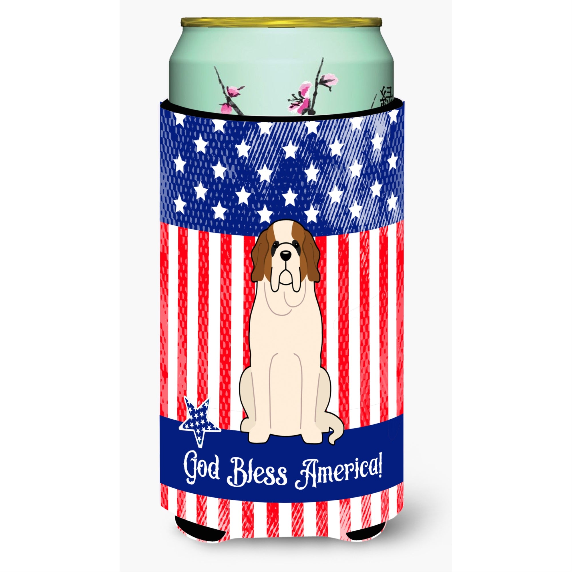 'Caroline'S Treasures Bb3030Tbc Patriotic Usa Saint Bernard Tall Boy Hugger Cold-Beverage-Koozies, Multicolor''