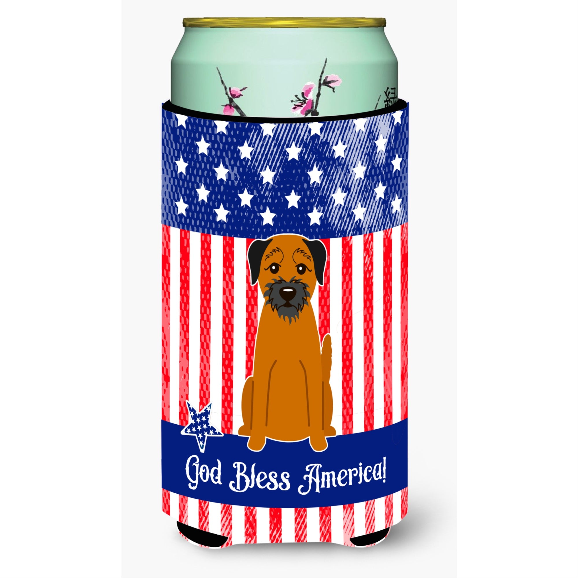 'Caroline'S Treasures Bb3034Tbc Patriotic Usa Border Terrier Tall Boy Hugger Cold-Beverage-Koozies, Multicolor''