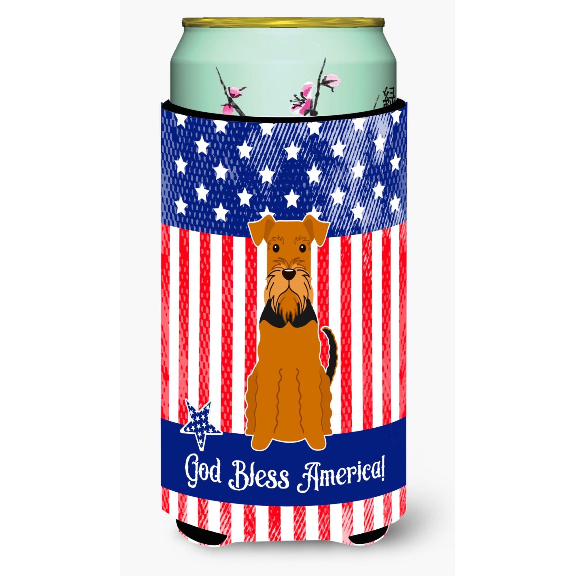 'Caroline'S Treasures Bb3036Tbc Patriotic Usa Airedale Tall Boy Hugger Cold-Beverage-Koozies, Multicolor''