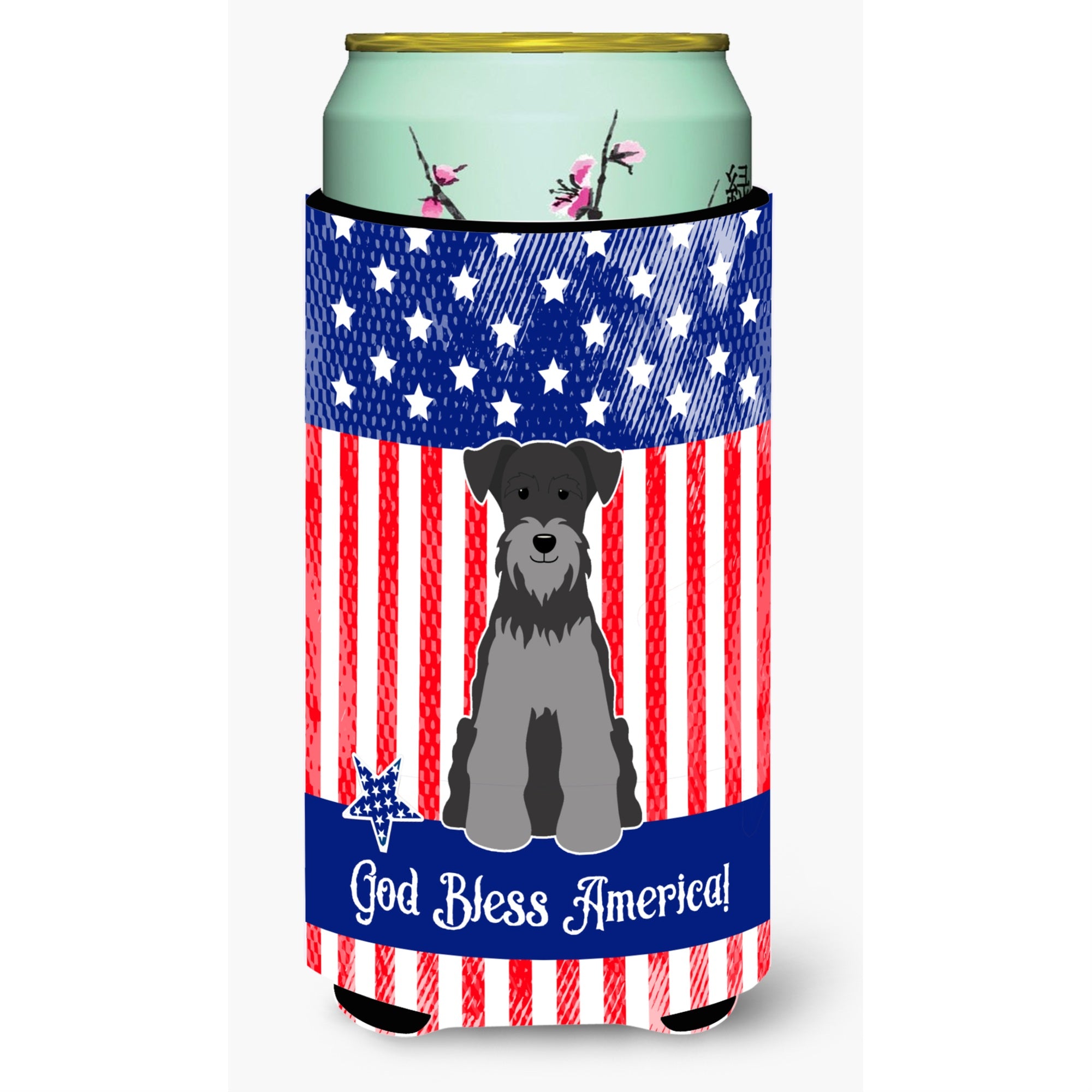'Caroline'S Treasures Bb3047Tbc Usa Miniature Schanuzer Black Silver Tall Boy Hugger Cold-Beverage-Koozies, Multicolor''