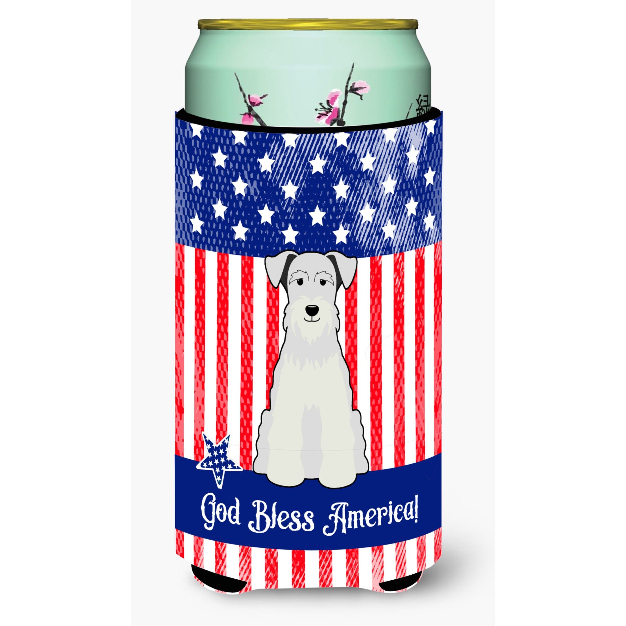 'Caroline'S Treasures Bb3048Tbc Usa Miniature Schanuzer White Tall Boy Hugger Cold-Beverage-Koozies, Multicolor''