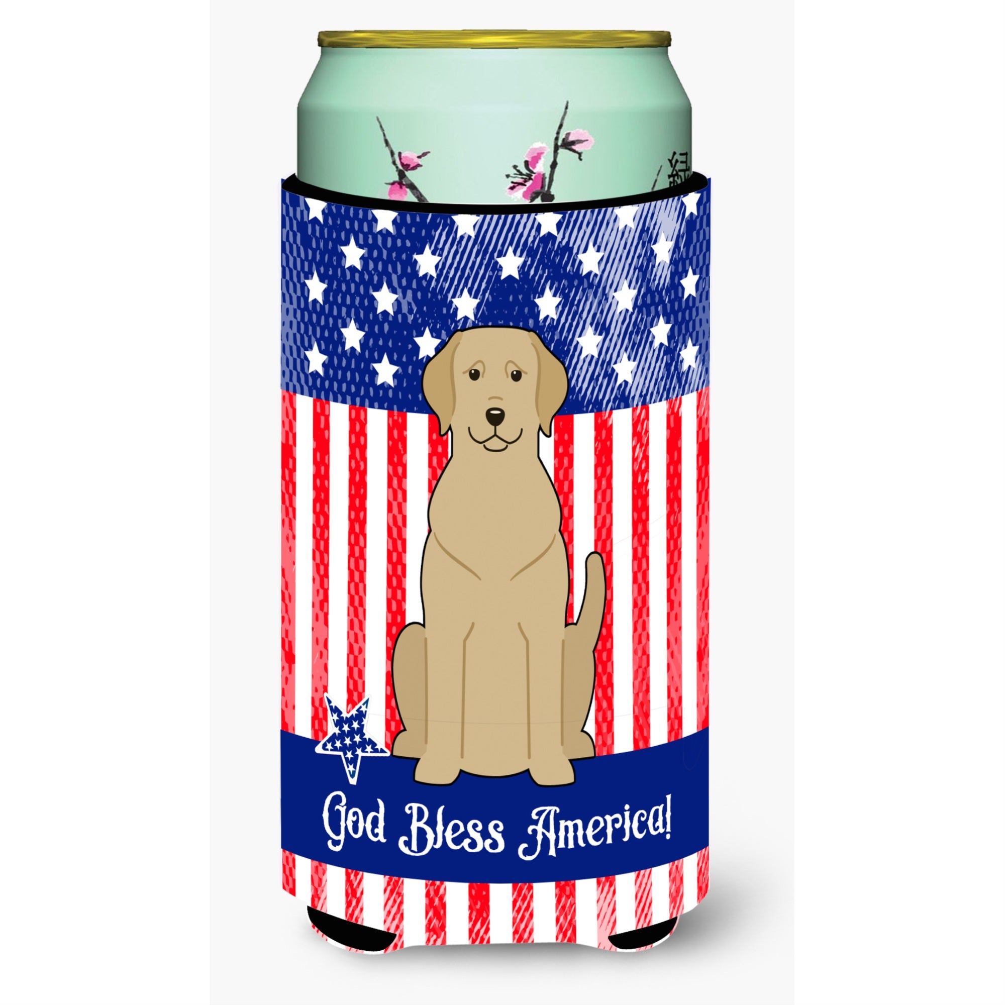 'Caroline'S Treasures Bb3050Tbc Patriotic Usa Yellow Labrador Tall Boy Hugger Cold-Beverage-Koozies, Multicolor''