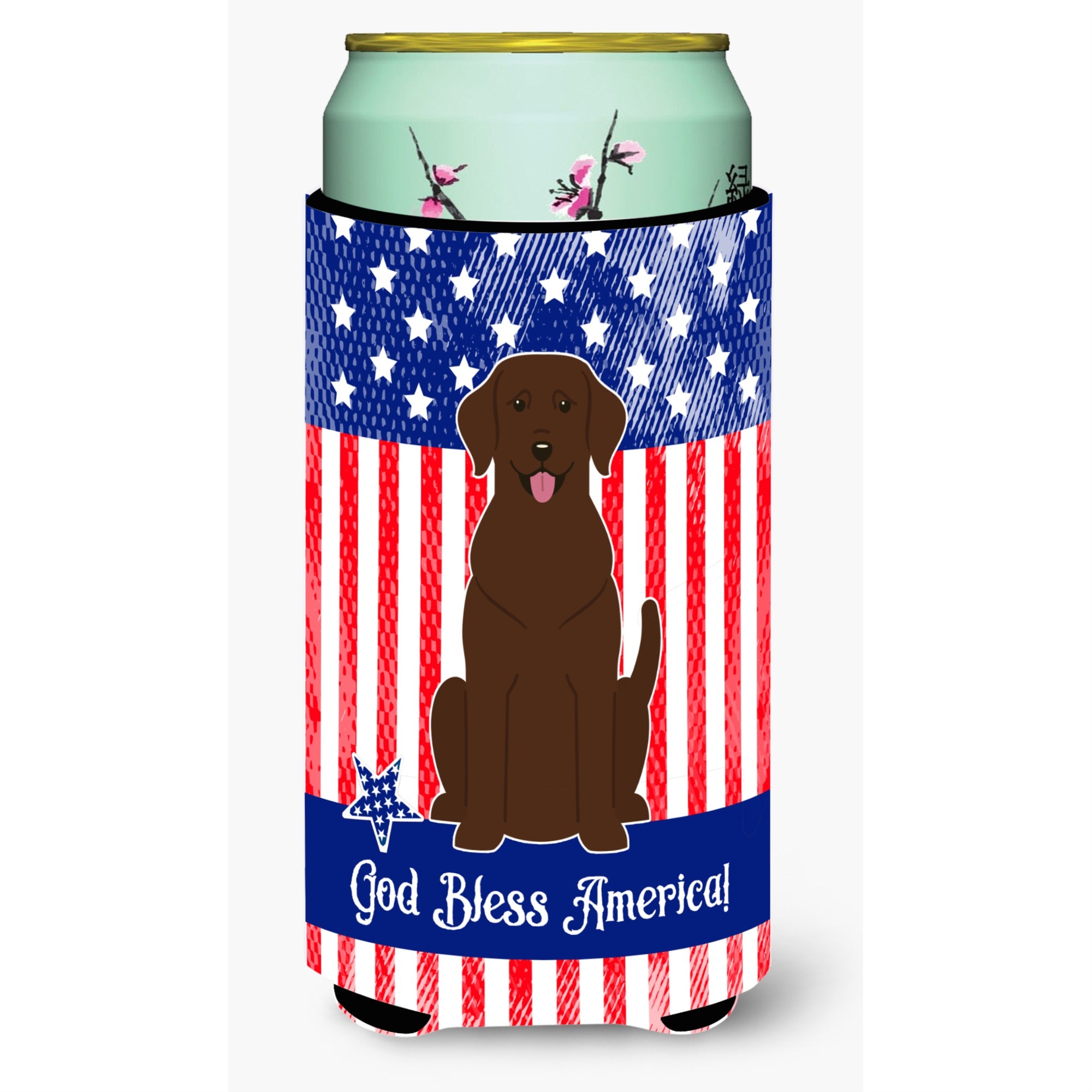 'Caroline'S Treasures Bb3051Tbc Patriotic Usa Chocolate Labrador Tall Boy Hugger Cold-Beverage-Koozies, Multicolor''