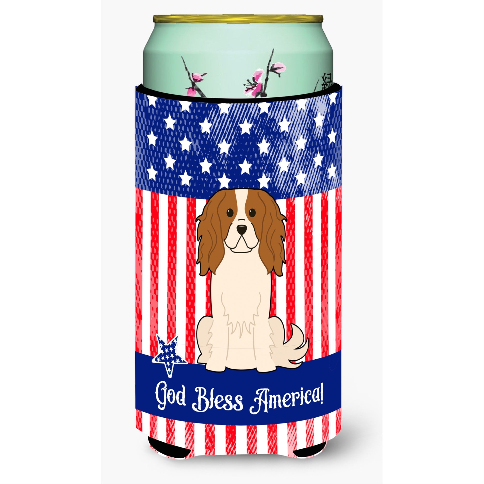 'Caroline'S Treasures Bb3053Tbc Patriotic Usa Cavalier Spaniel Tall Boy Hugger Cold-Beverage-Koozies, Multicolor''