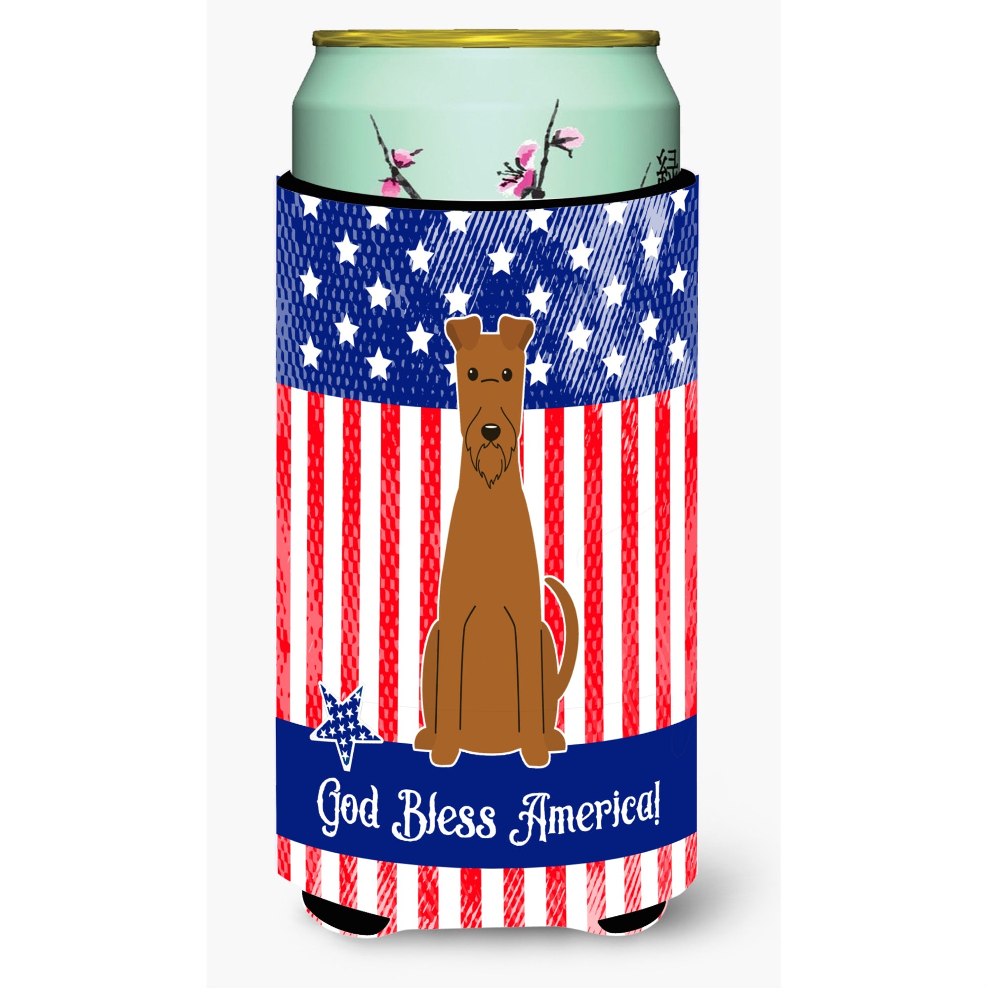 'Caroline'S Treasures Bb3057Tbc Patriotic Usa Irish Terrier Tall Boy Hugger Cold-Beverage-Koozies, Multicolor''