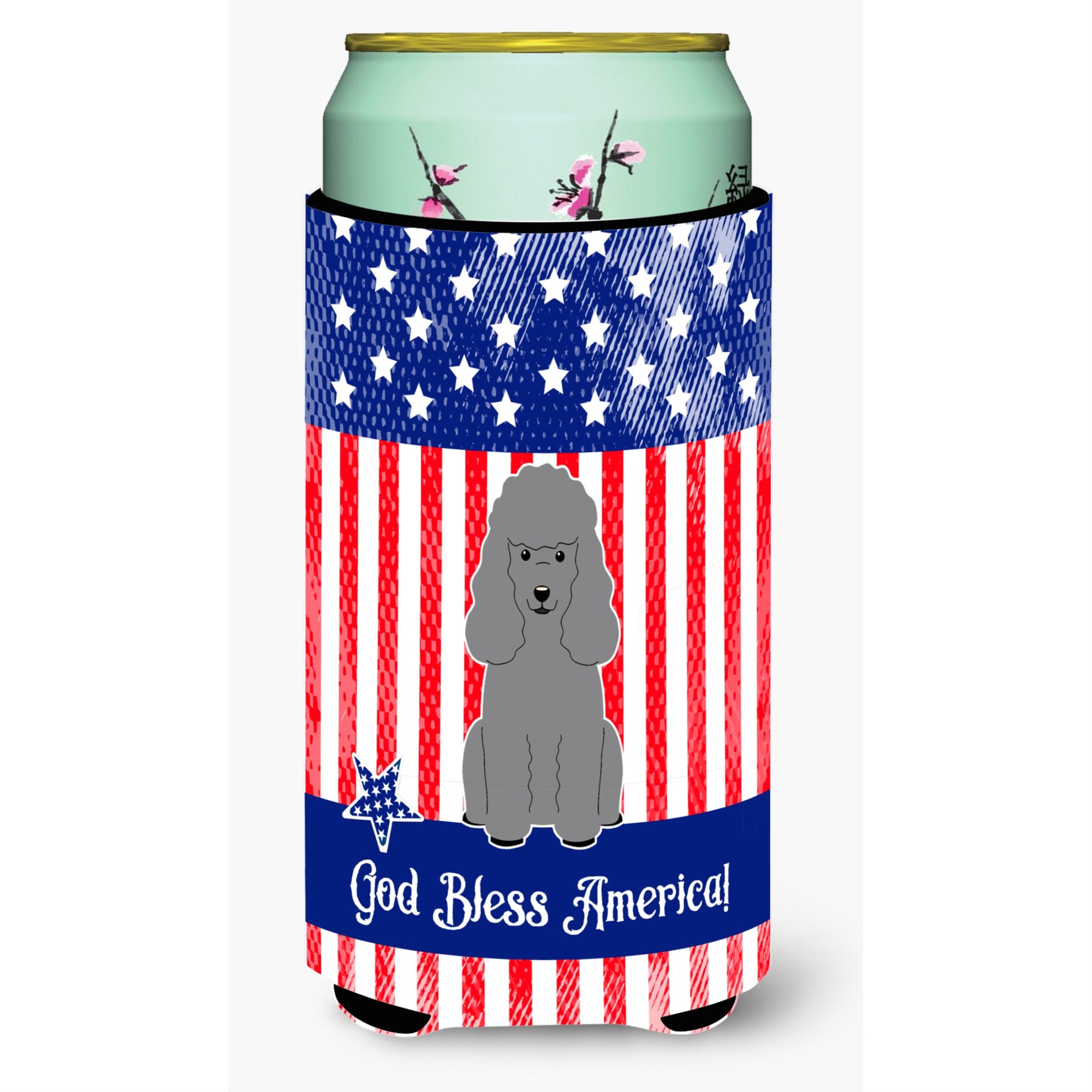 'Caroline'S Treasures Bb3063Tbc Patriotic Usa Poodle Silver Tall Boy Hugger Cold-Beverage-Koozies, Multicolor''