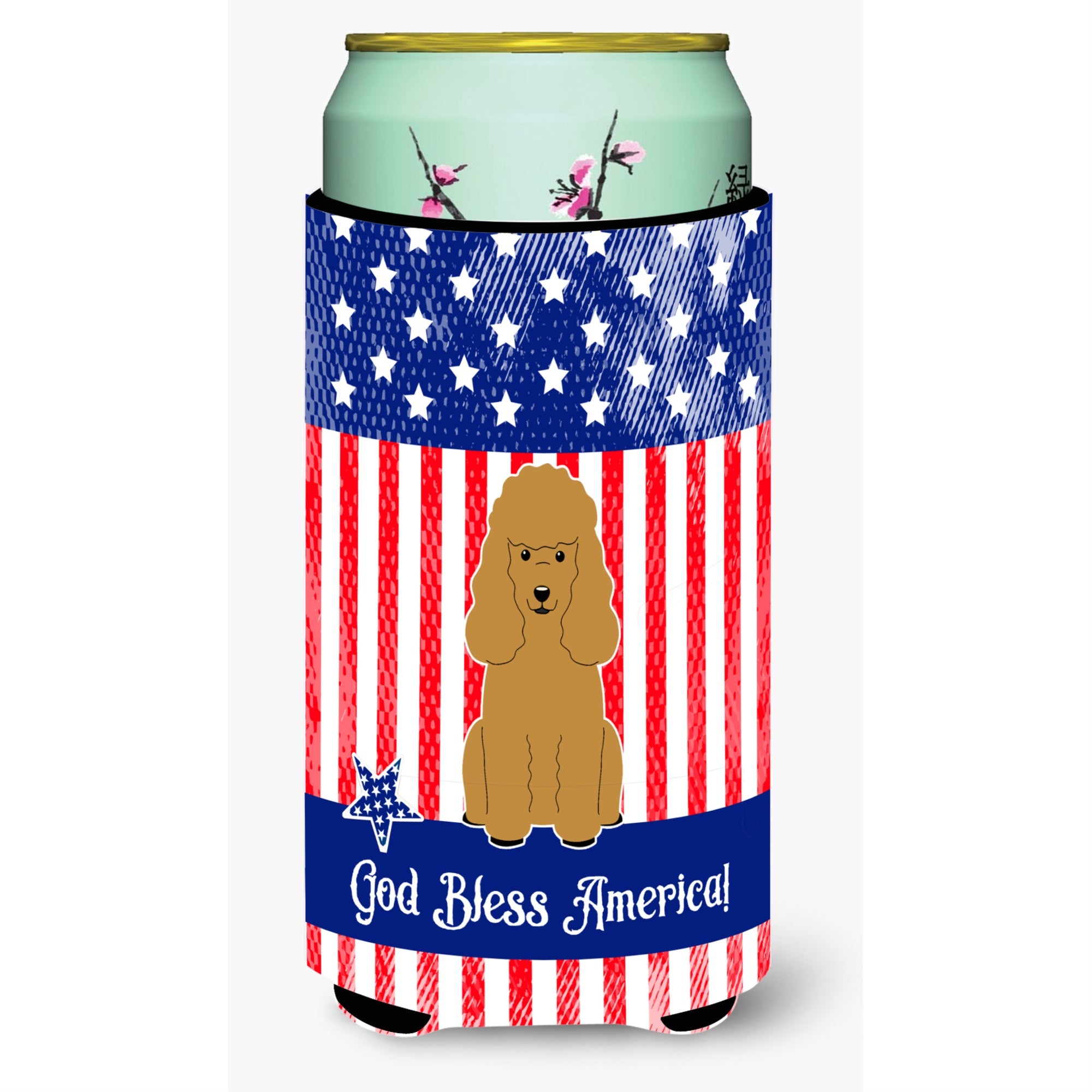 'Caroline'S Treasures Bb3064Tbc Patriotic Usa Poodle Tan Tall Boy Hugger Cold-Beverage-Koozies, Multicolor''