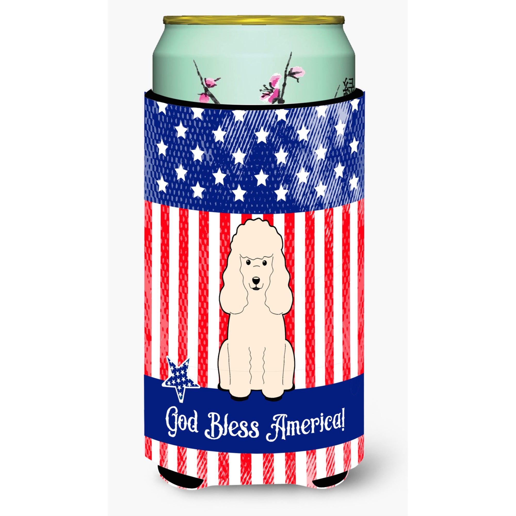 'Caroline'S Treasures Bb3065Tbc Patriotic Usa Poodle White Tall Boy Hugger Cold-Beverage-Koozies, Multicolor''
