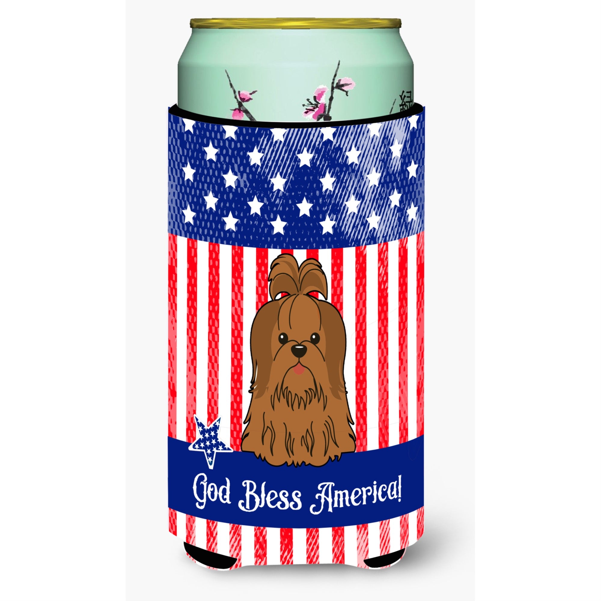 'Caroline'S Treasures Bb3081Tbc Usa Shih Tzu Silver Chocolate Tall Boy Hugger Cold-Beverage-Koozies, Multicolor''