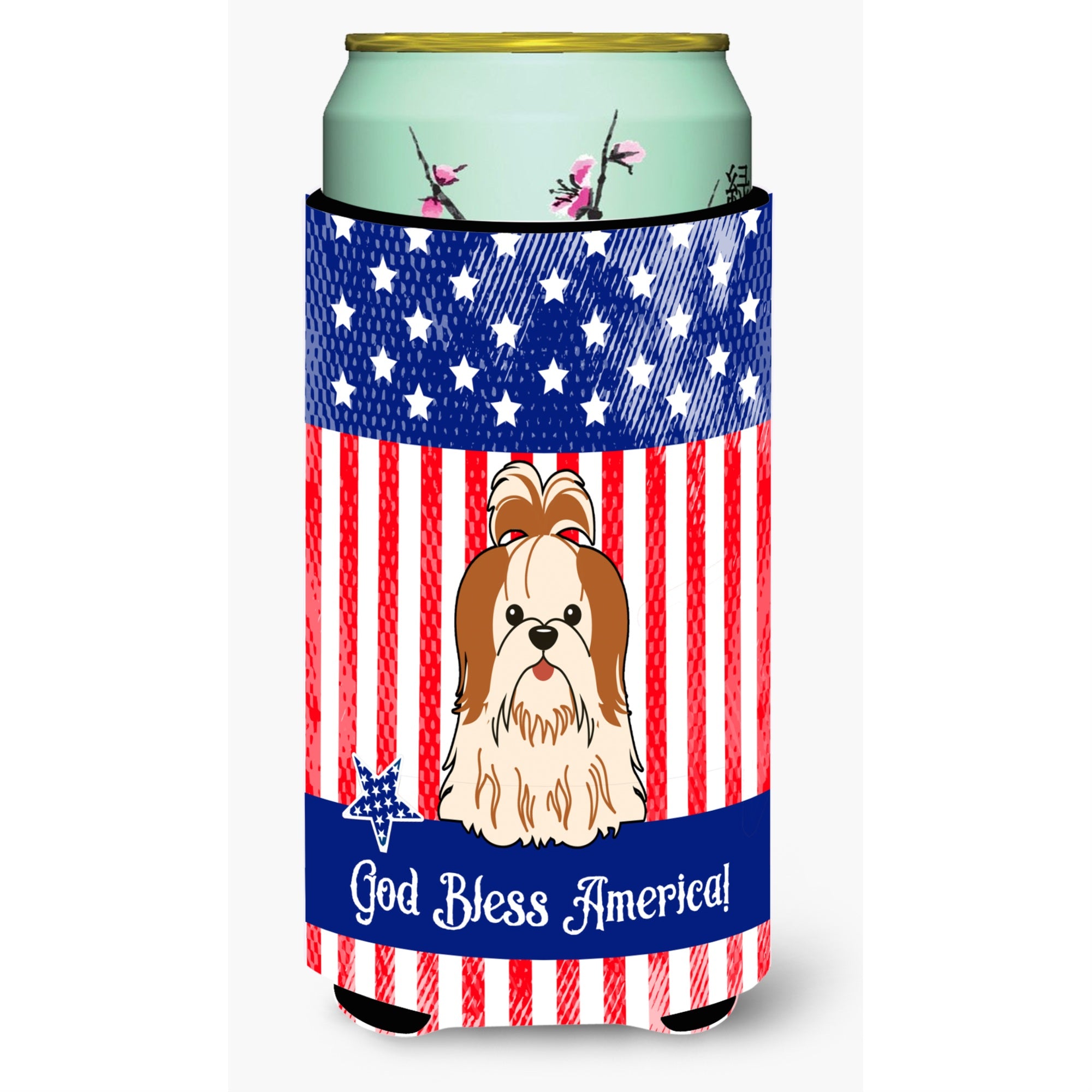 'Caroline'S Treasures Bb3082Tbc Patriotic Usa Shih Tzu Red White Tall Boy Hugger Cold-Beverage-Koozies, Multicolor''