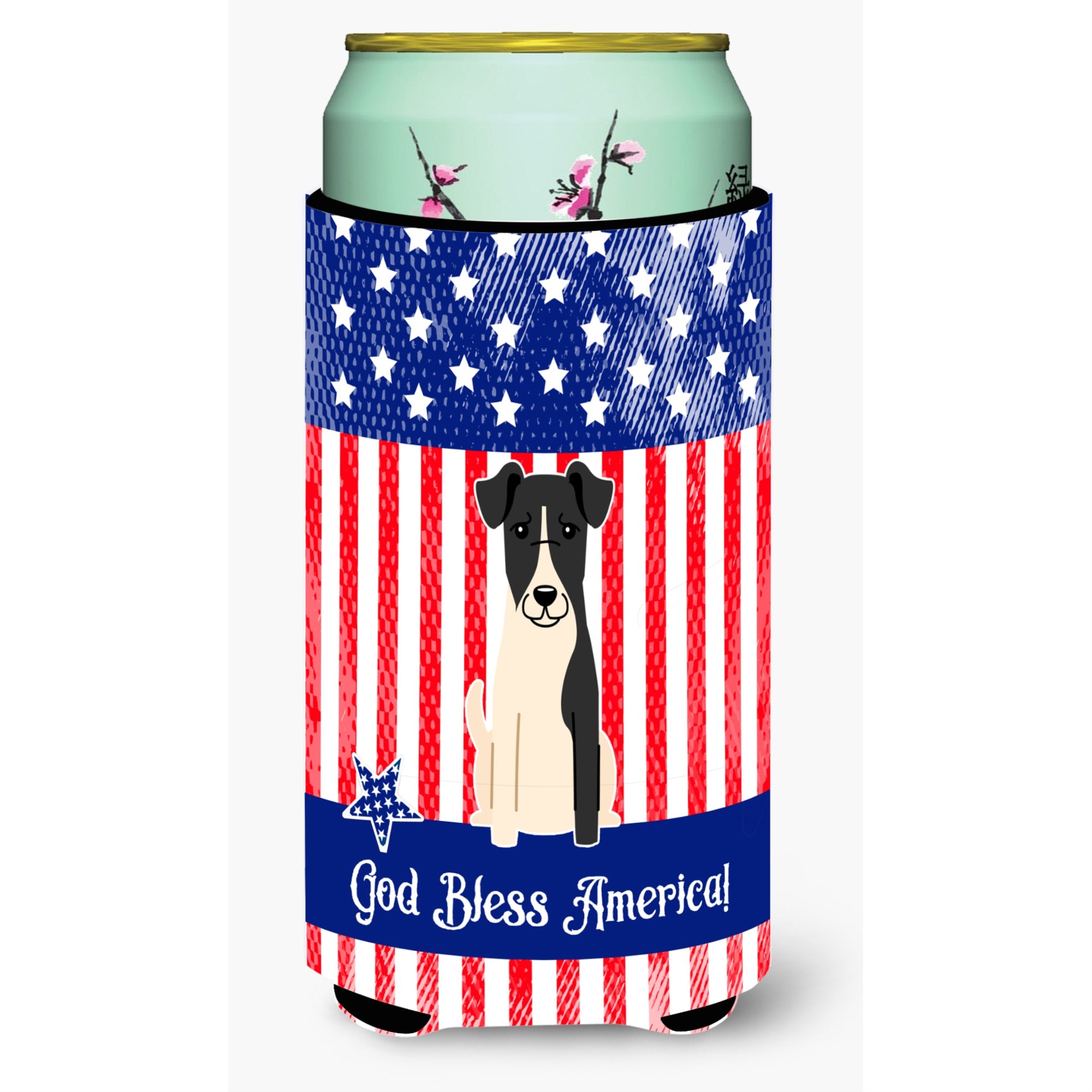 'Caroline'S Treasures Bb3093Tbc Patriotic Usa Smooth Fox Terrier Tall Boy Hugger Cold-Beverage-Koozies, Multicolor''