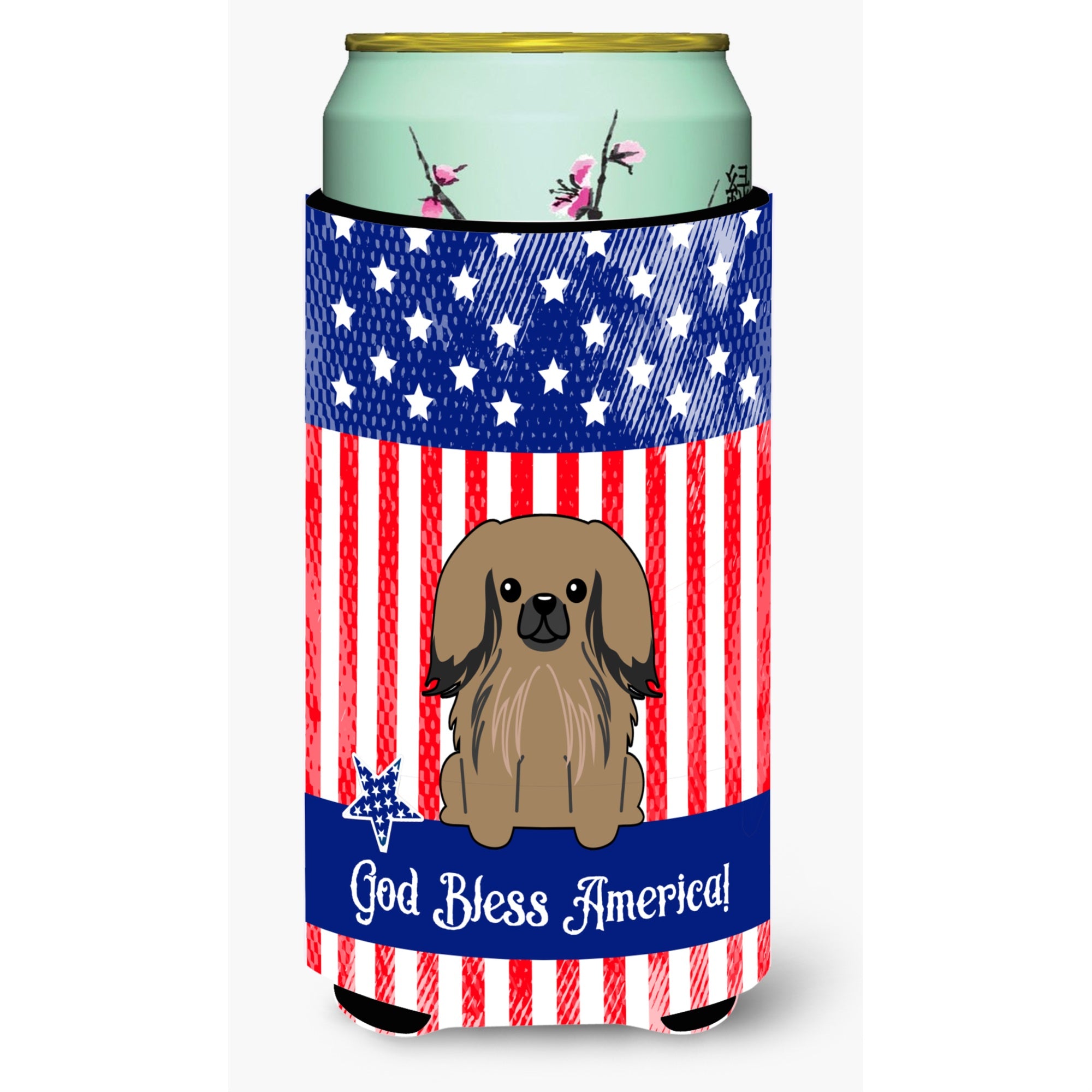 'Caroline'S Treasures Bb3097Tbc Patriotic Usa Pekingnese Tan Tall Boy Hugger Cold-Beverage-Koozies, Multicolor''
