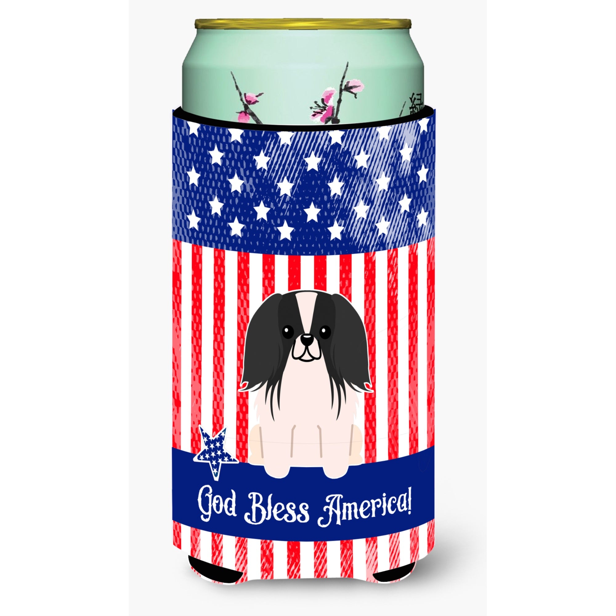 'Caroline'S Treasures Bb3100Tbc Patriotic Usa Pekingnese Black White Tall Boy Hugger Cold-Beverage-Koozies, Multicolor''