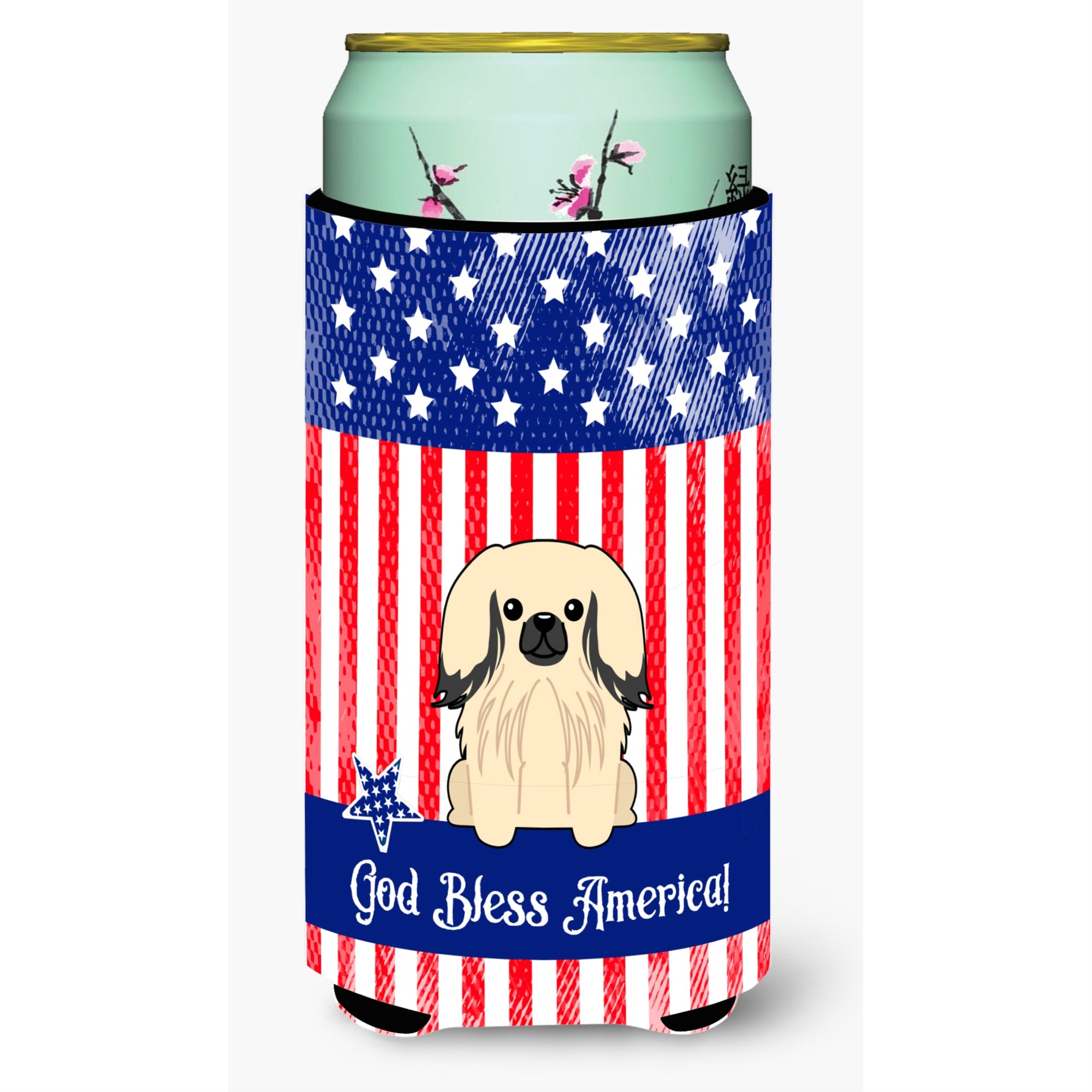 'Caroline'S Treasures Bb3101Tbc Patriotic Usa Pekingnese Cream Tall Boy Hugger Cold-Beverage-Koozies, Multicolor''