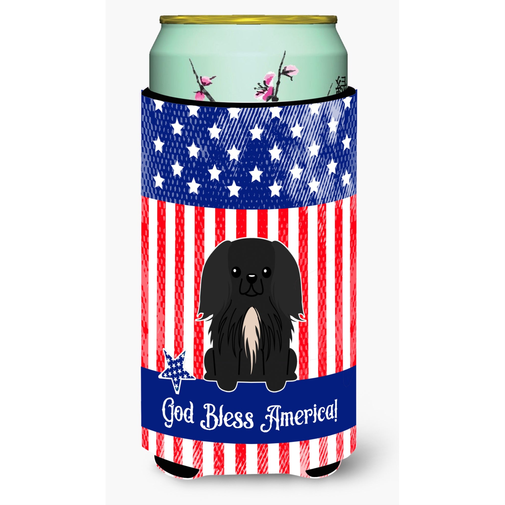 'Caroline'S Treasures Bb3102Tbc Patriotic Usa Pekingnese Black Tall Boy Hugger Cold-Beverage-Koozies, Multicolor''