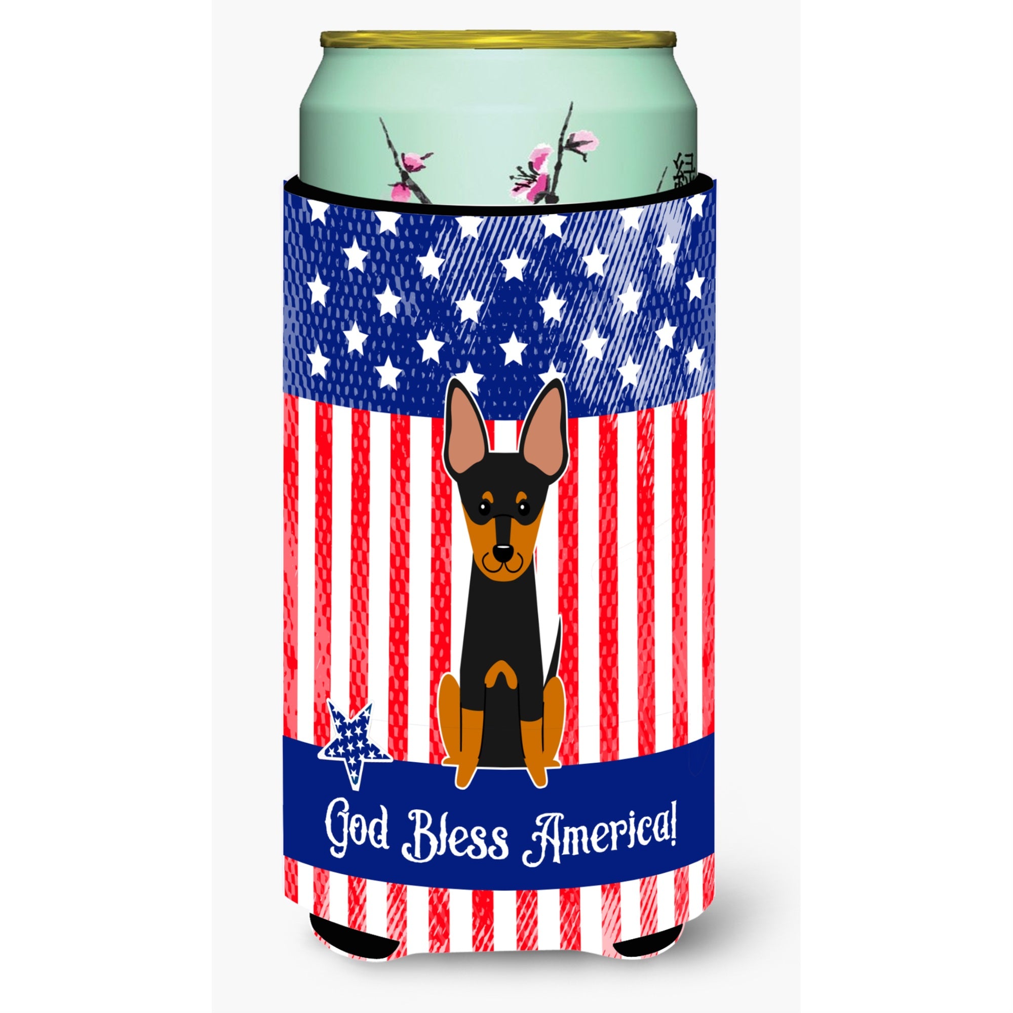 'Caroline'S Treasures Bb3104Tbc Patriotic Usa English Toy Terrier Tall Boy Hugger Cold-Beverage-Koozies, Multicolor''