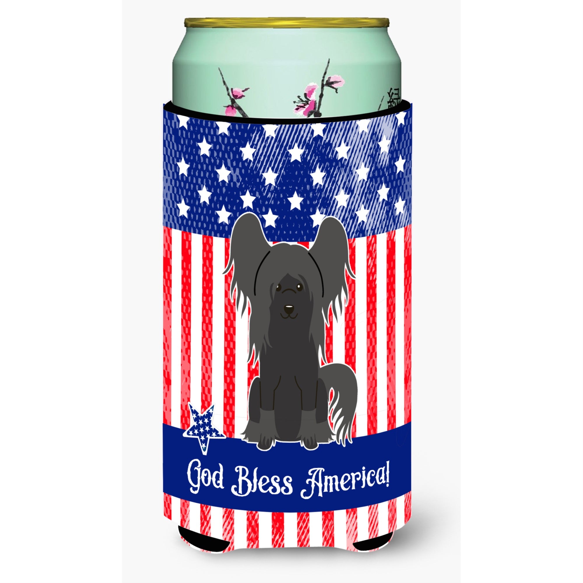 'Caroline'S Treasures Bb3107Tbc Patriotic Usa Chinese Crested Black Tall Boy Hugger Cold-Beverage-Koozies, Multicolor''