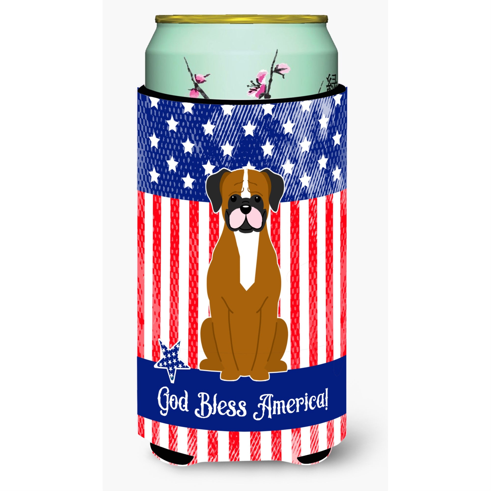 'Caroline'S Treasures Bb3111Tbc Patriotic Usa Flashy Fawn Boxer Tall Boy Hugger Cold-Beverage-Koozies, Multicolor''