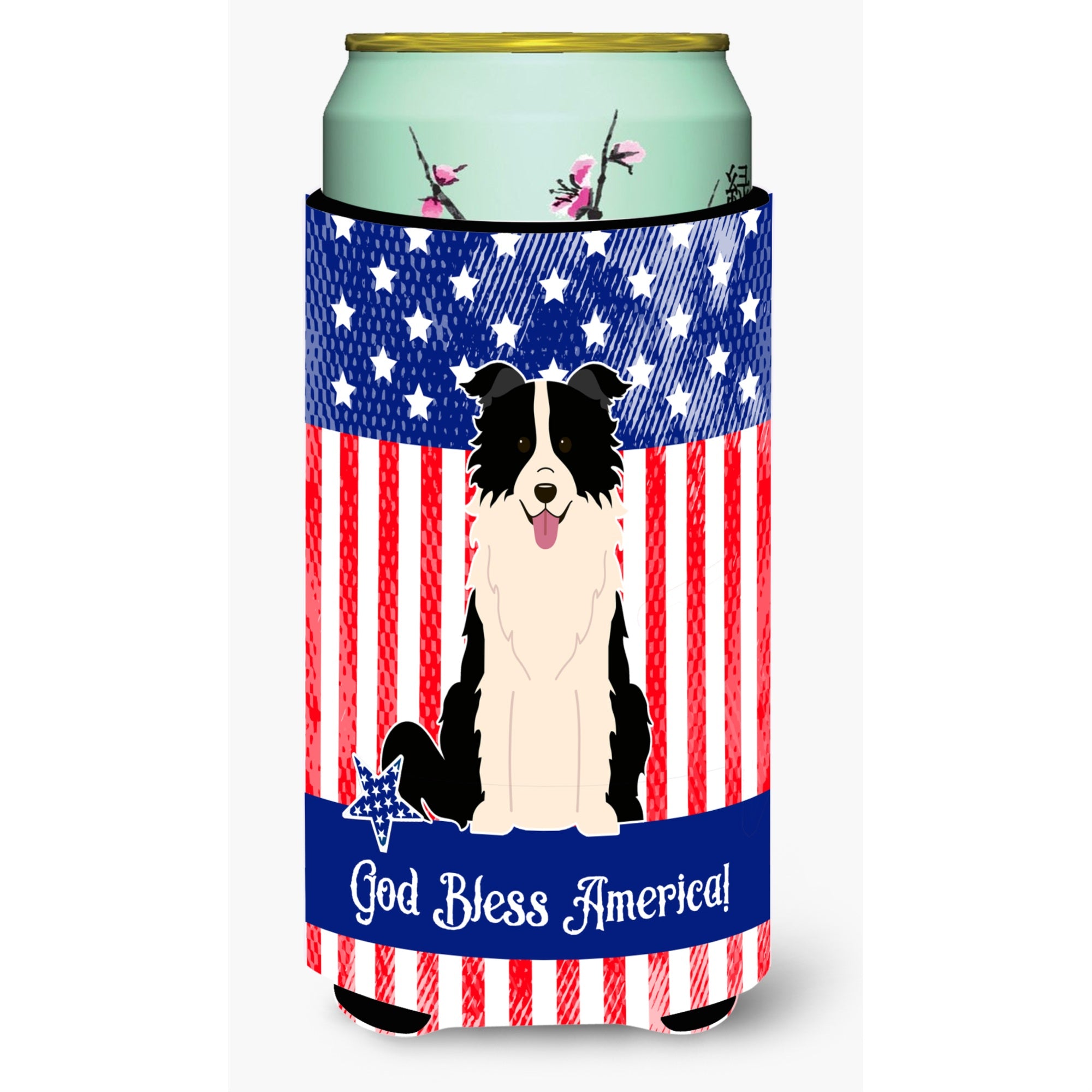 'Caroline'S Treasures Bb3113Tbc Usa Border Collie Black White Tall Boy Hugger Cold-Beverage-Koozies, Multicolor''