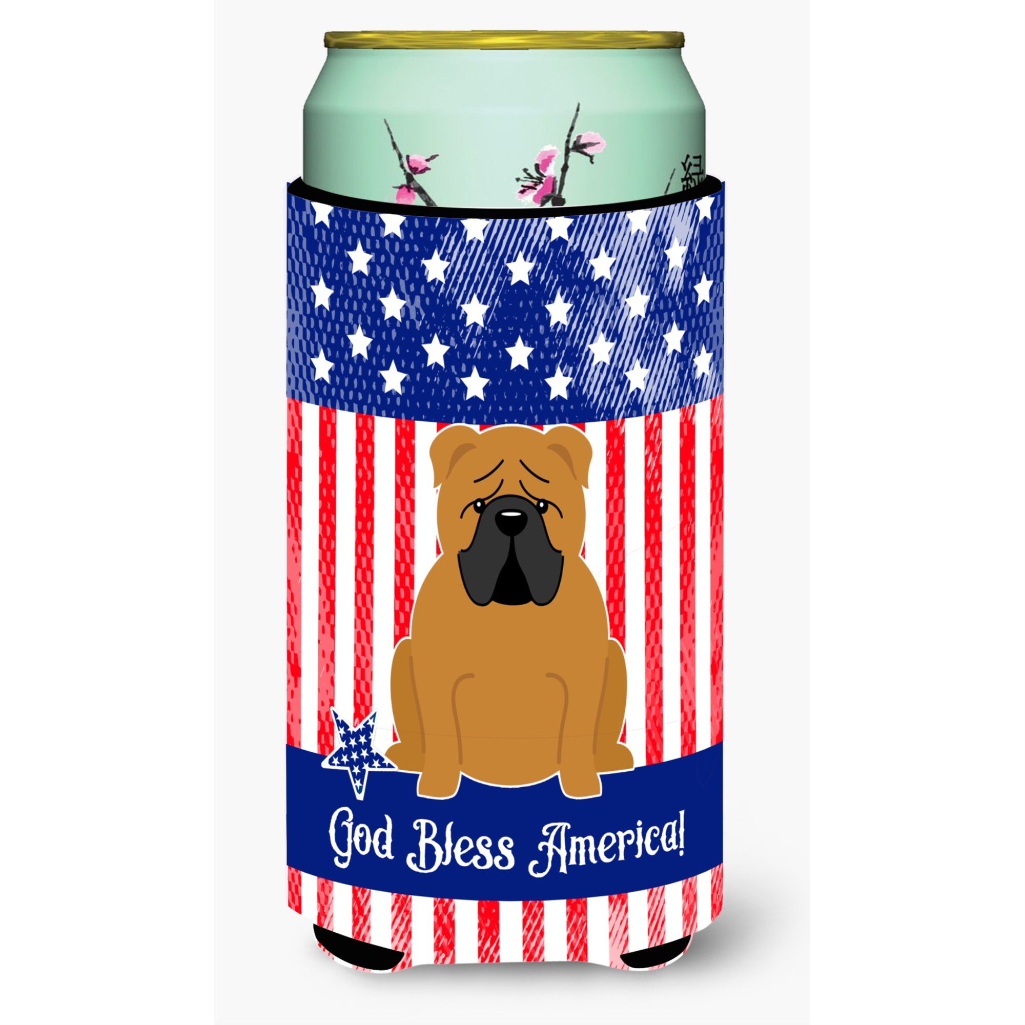 'Caroline'S Treasures Bb3117Tbc Patriotic Usa English Bulldog Red Tall Boy Hugger Cold-Beverage-Koozies, Multicolor''