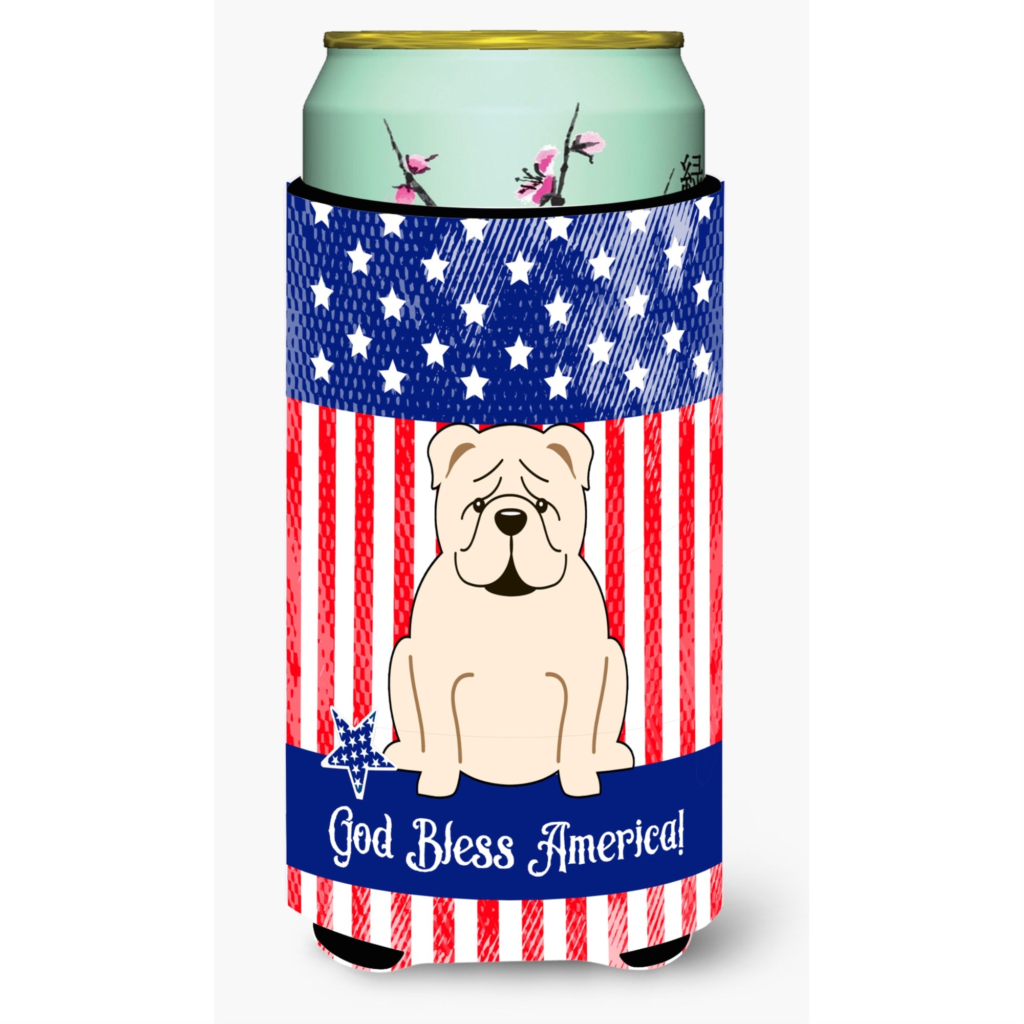 'Caroline'S Treasures Bb3118Tbc Patriotic Usa English Bulldog White Tall Boy Hugger Cold-Beverage-Koozies, Multicolor''