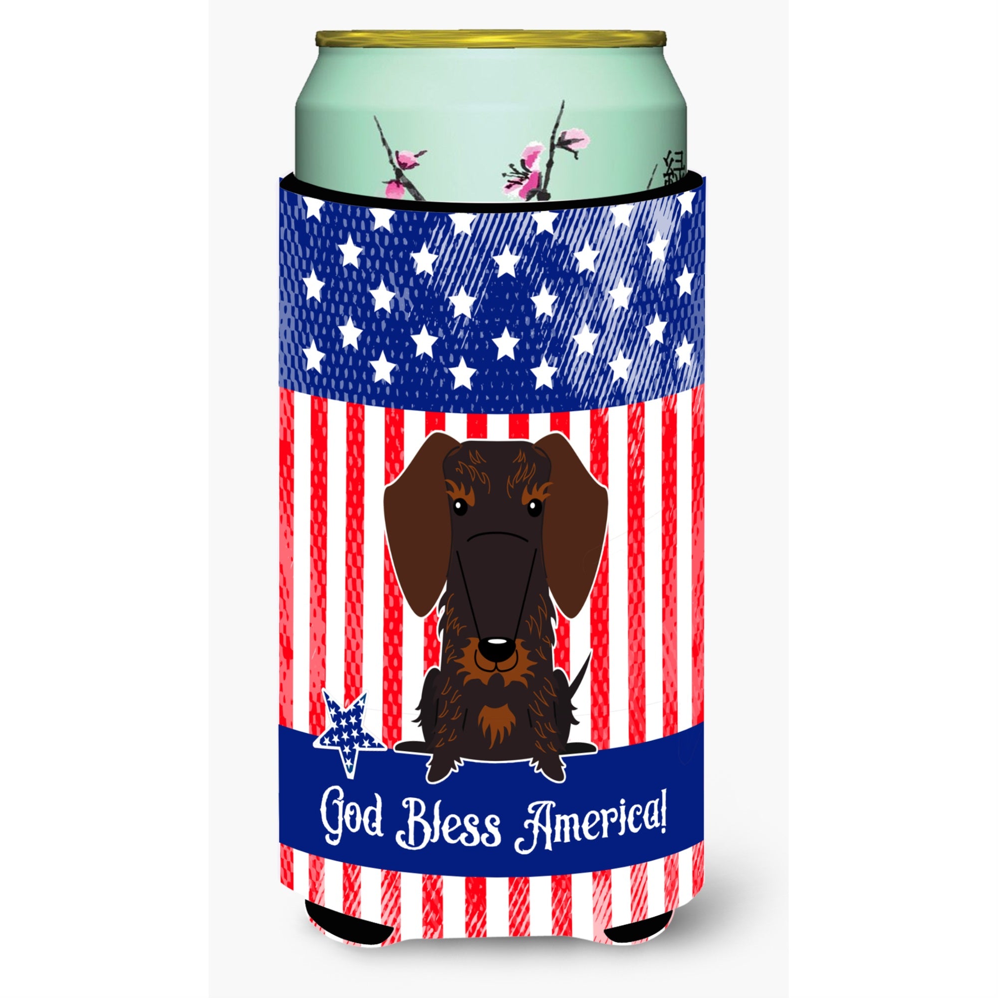 'Caroline'S Treasures Bb3124Tbc Usa Wire Haired Dachshund Chocolate Tall Boy Hugger Cold-Beverage-Koozies, Multicolor''