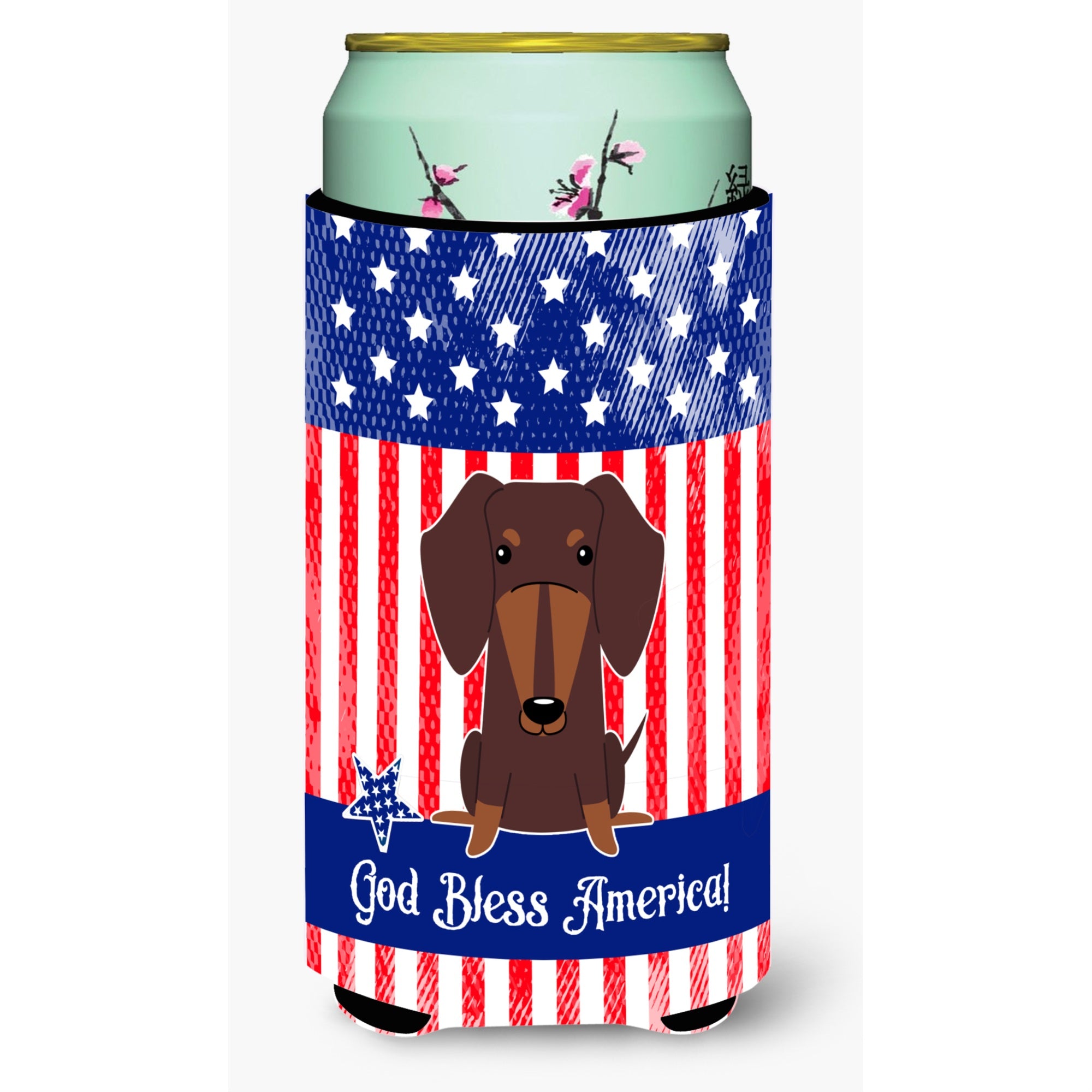 'Caroline'S Treasures Bb3126Tbc Patriotic Usa Dachshund Chocolate Tall Boy Hugger Cold-Beverage-Koozies, Multicolor''