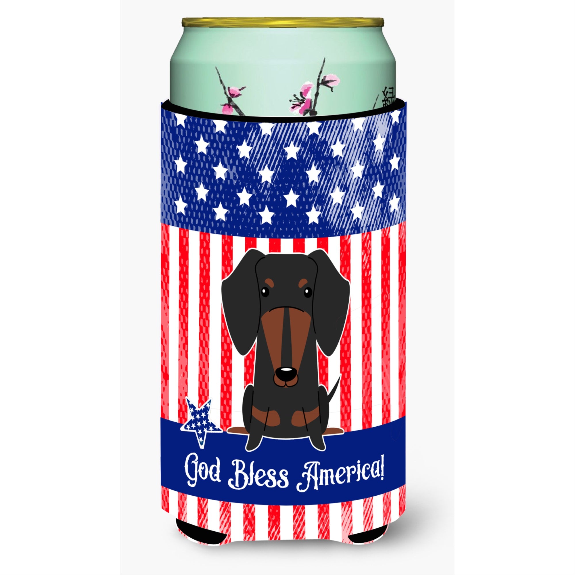 'Caroline'S Treasures Bb3127Tbc Patriotic Usa Dachshund Black Tan Tall Boy Hugger Cold-Beverage-Koozies, Multicolor''