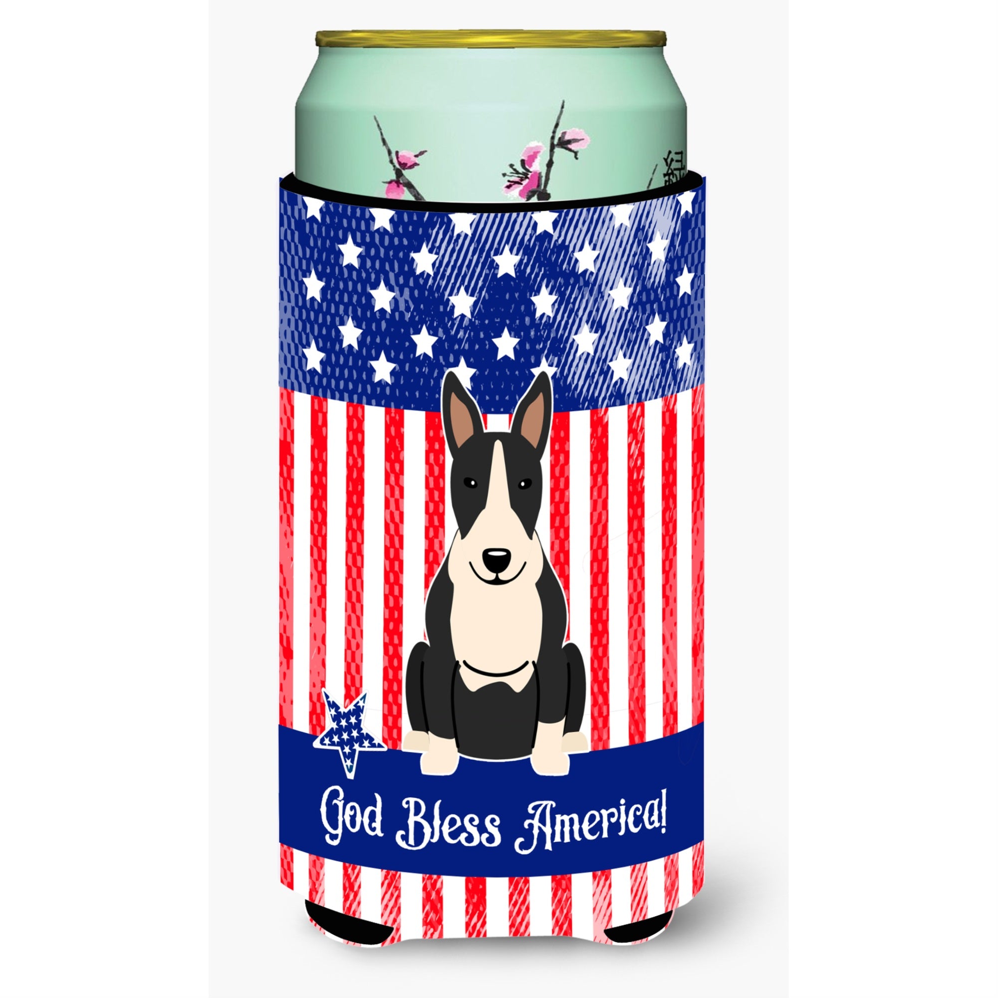 'Caroline'S Treasures Bb3128Tbc Patriotic Usa Bull Terrier Black White Tall Boy Hugger Cold-Beverage-Koozies, Multicolor''