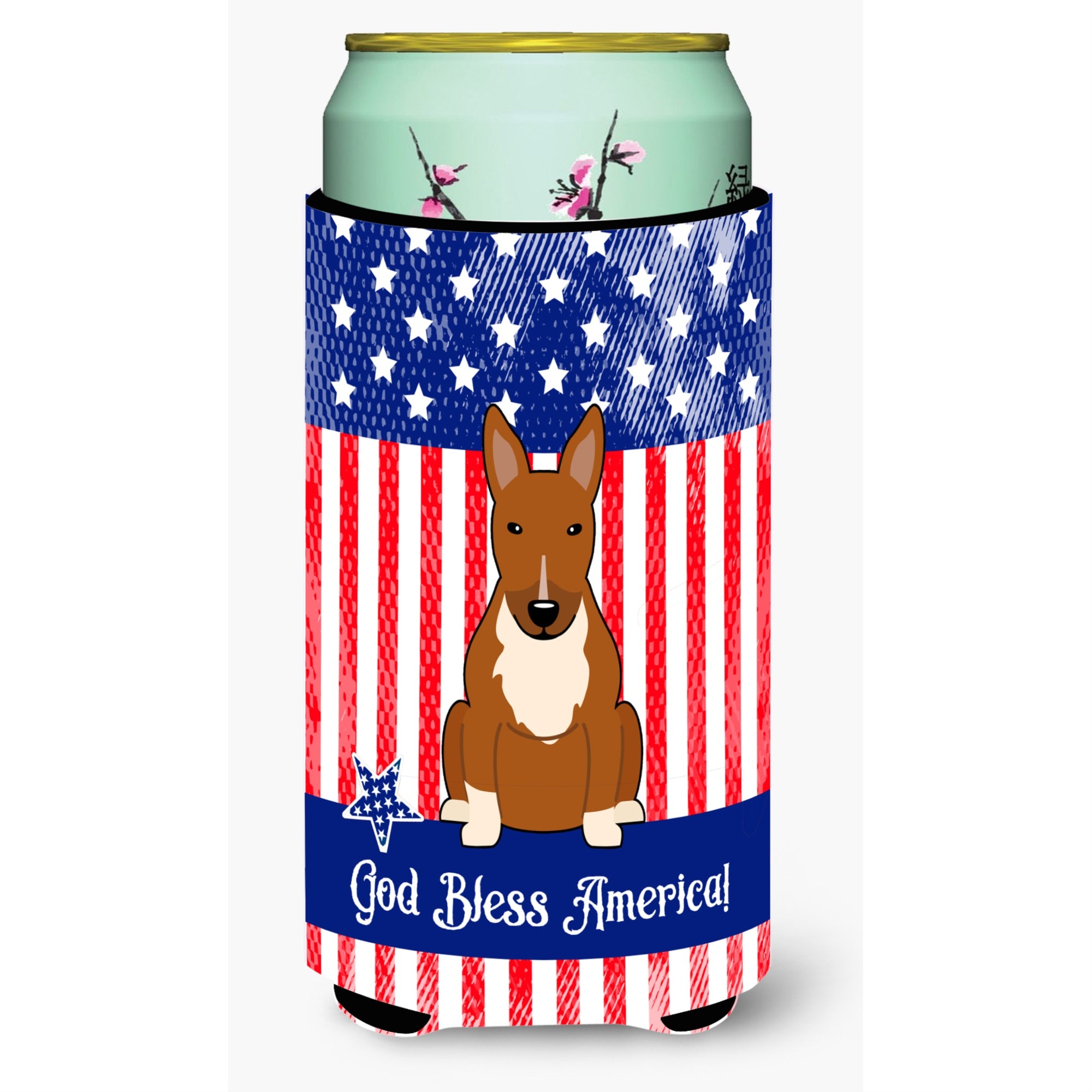 'Caroline'S Treasures Bb3129Tbc Patriotic Usa Bull Terrier Red Tall Boy Hugger Cold-Beverage-Koozies, Multicolor''