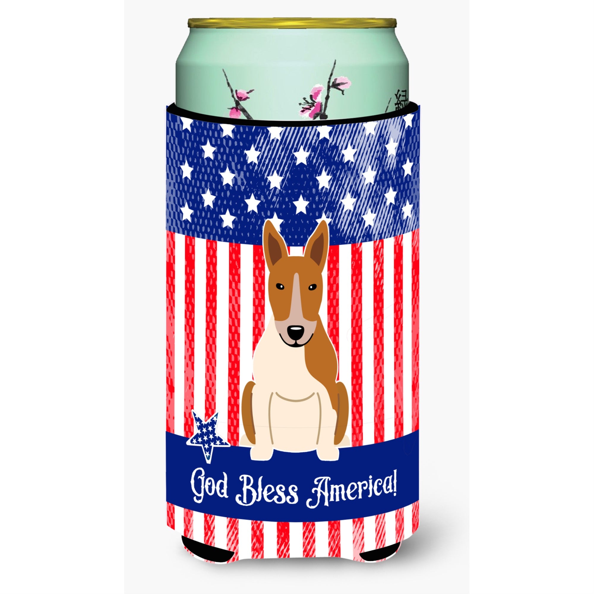 'Caroline'S Treasures Bb3130Tbc Patriotic Usa Bull Terrier Red White Tall Boy Hugger Cold-Beverage-Koozies, Multicolor''