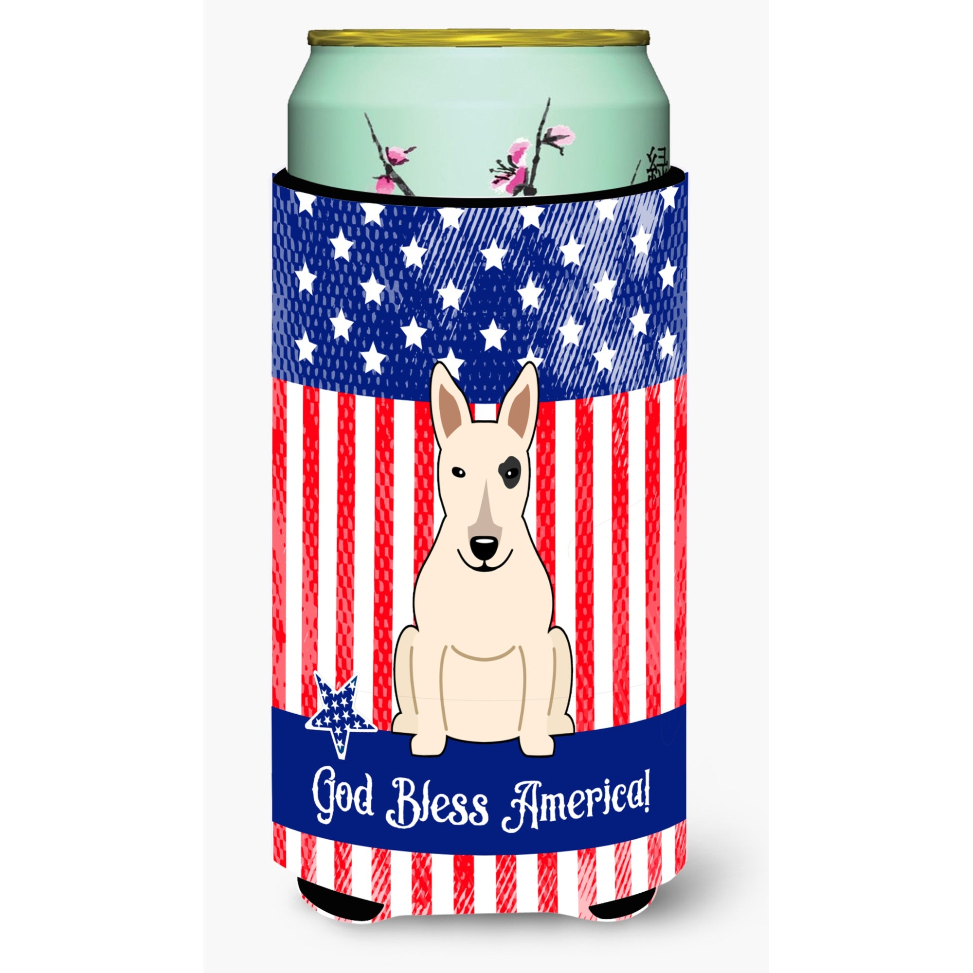 'Caroline'S Treasures Bb3133Tbc Patriotic Usa Bull Terrier White Tall Boy Hugger Cold-Beverage-Koozies, Multicolor''