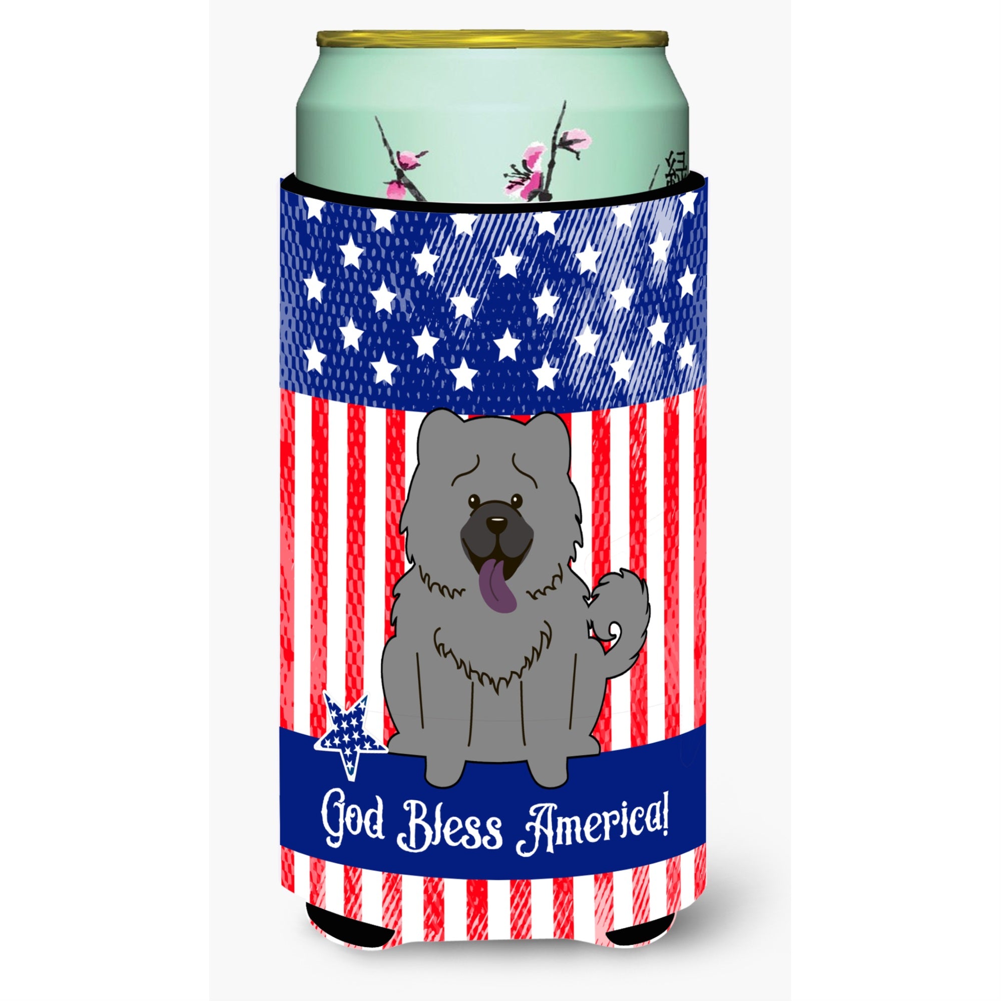 'Caroline'S Treasures Bb3134Tbc Patriotic Usa Chow Blue Tall Boy Hugger Cold-Beverage-Koozies, Multicolor''