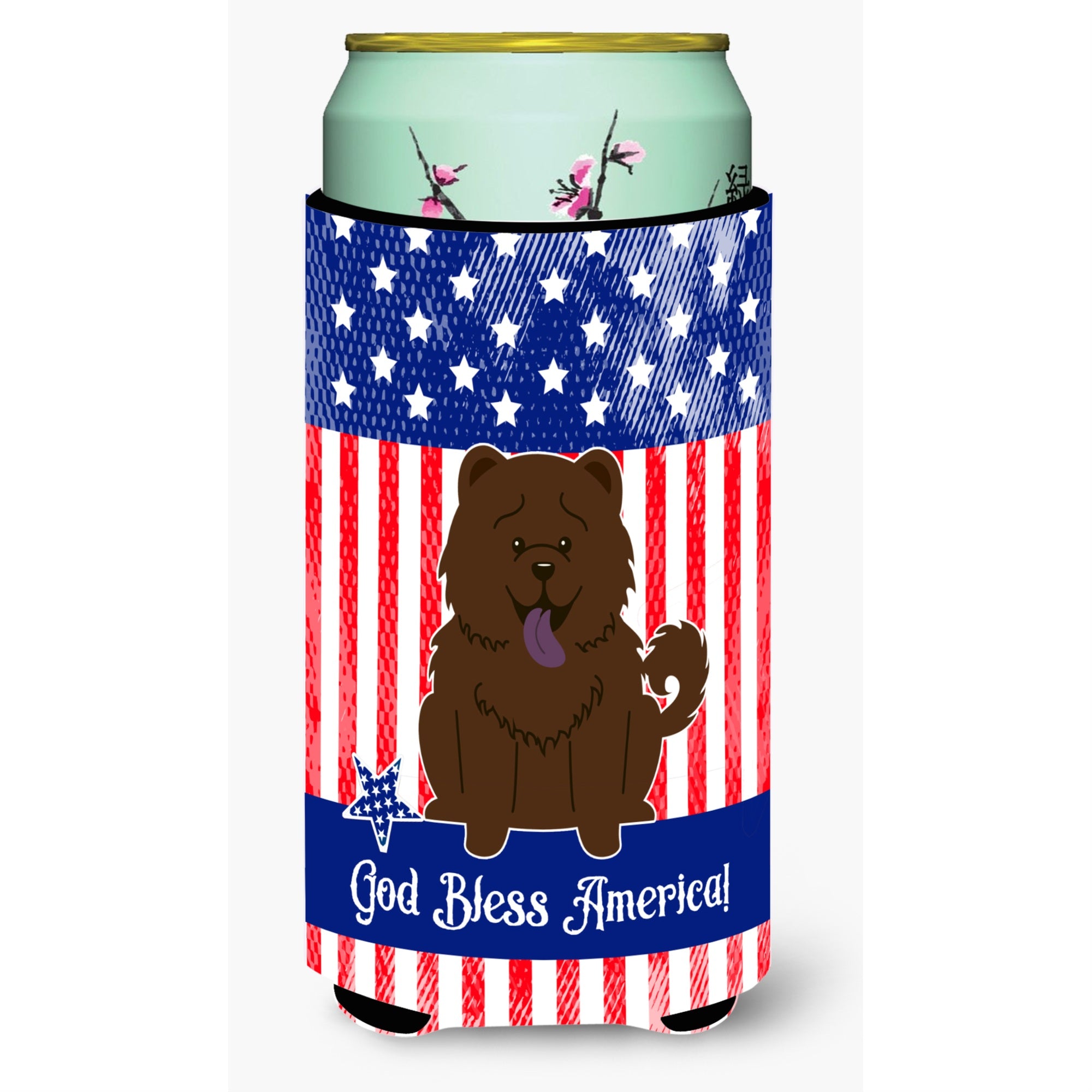 'Caroline'S Treasures Bb3136Tbc Patriotic Usa Chow Chocolate Tall Boy Hugger Cold-Beverage-Koozies, Multicolor''