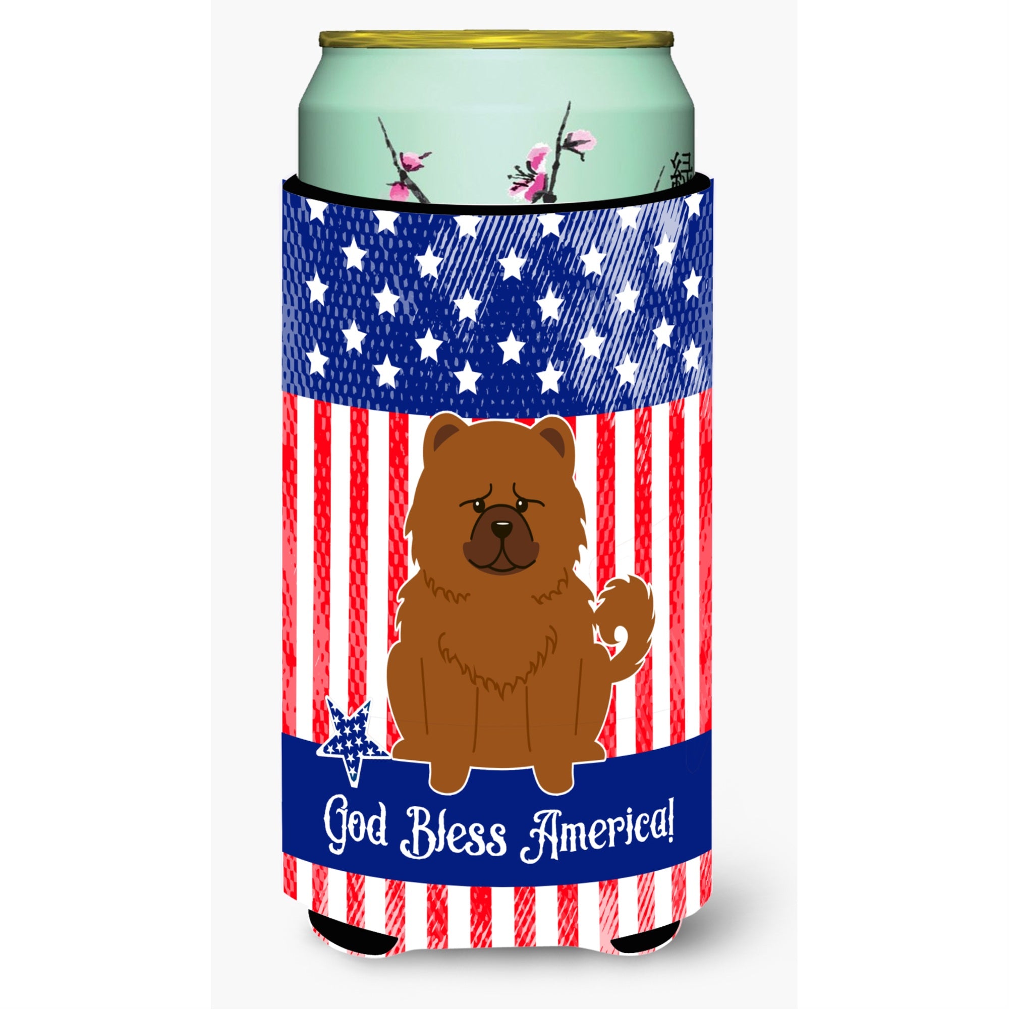 'Caroline'S Treasures Bb3137Tbc Patriotic Usa Chow Red Tall Boy Hugger Cold-Beverage-Koozies, Multicolor''