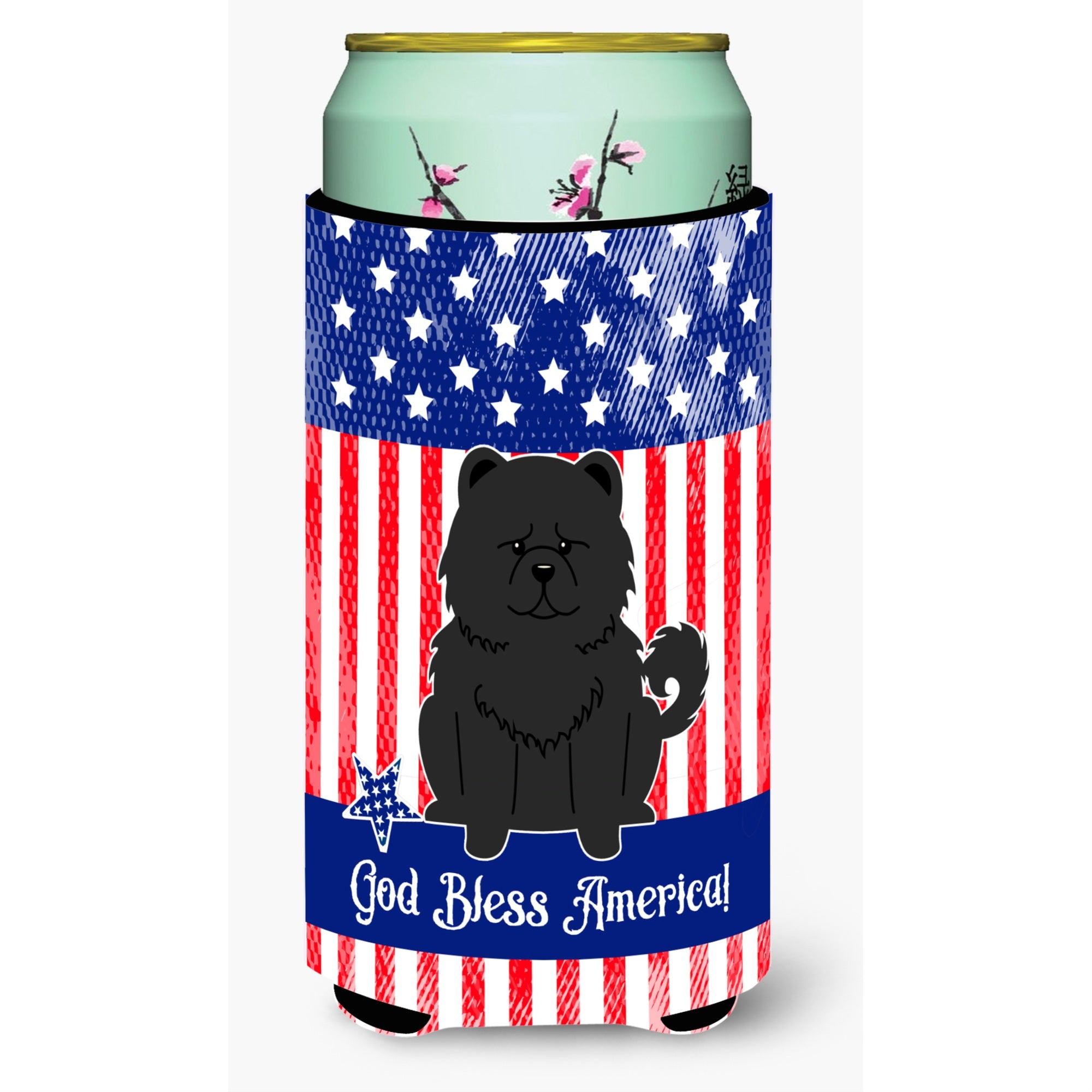 'Caroline'S Treasures Bb3138Tbc Patriotic Usa Chow Black Tall Boy Hugger Cold-Beverage-Koozies, Multicolor''