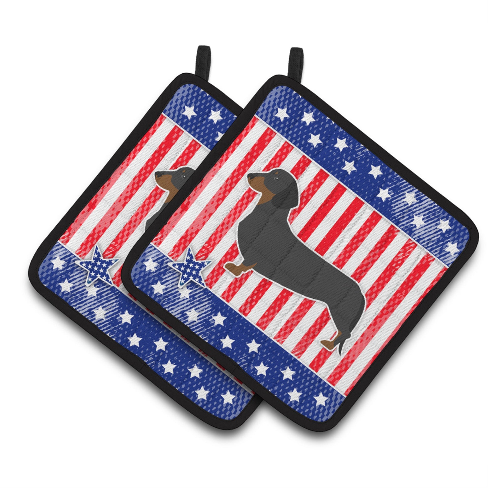 'Caroline'S Treasures Usa Patriotic Dachshund Pair Of Pot Holders Bb3282Pthd, 7.5Hx7.5W, Multicolor''
