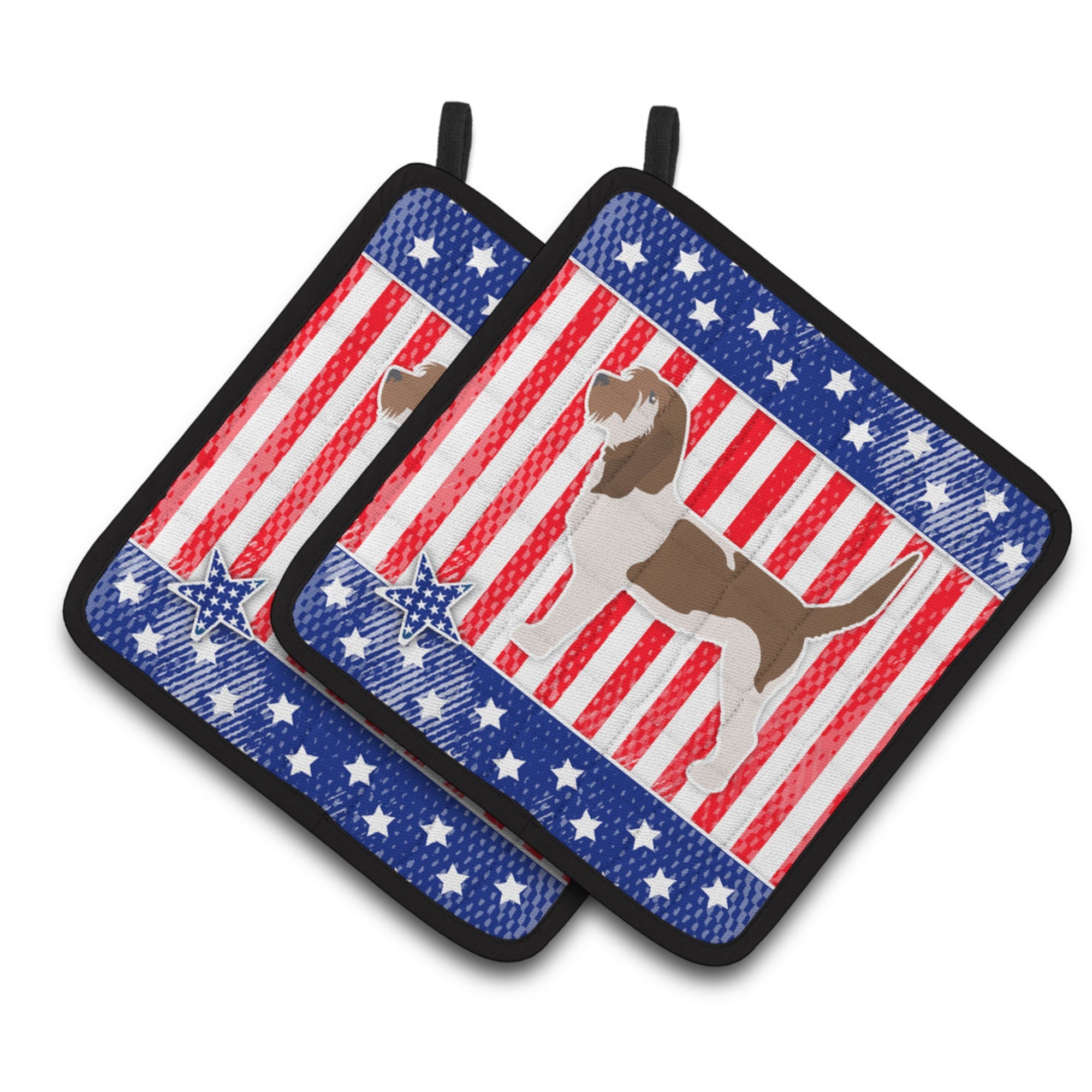 'Caroline'S Treasures Usa Patriotic Grand Basset Griffon Vendeen Pair Of Pot Holders Bb3290Pthd, 7.5Hx7.5W, Multicolor''