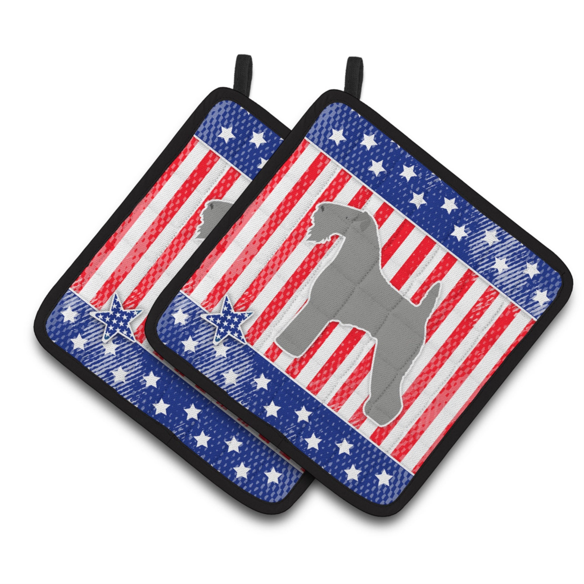 'Caroline'S Treasures Usa Patriotic Kerry Blue Terrier Pair Of Pot Holders Bb3292Pthd, 7.5Hx7.5W, Multicolor''