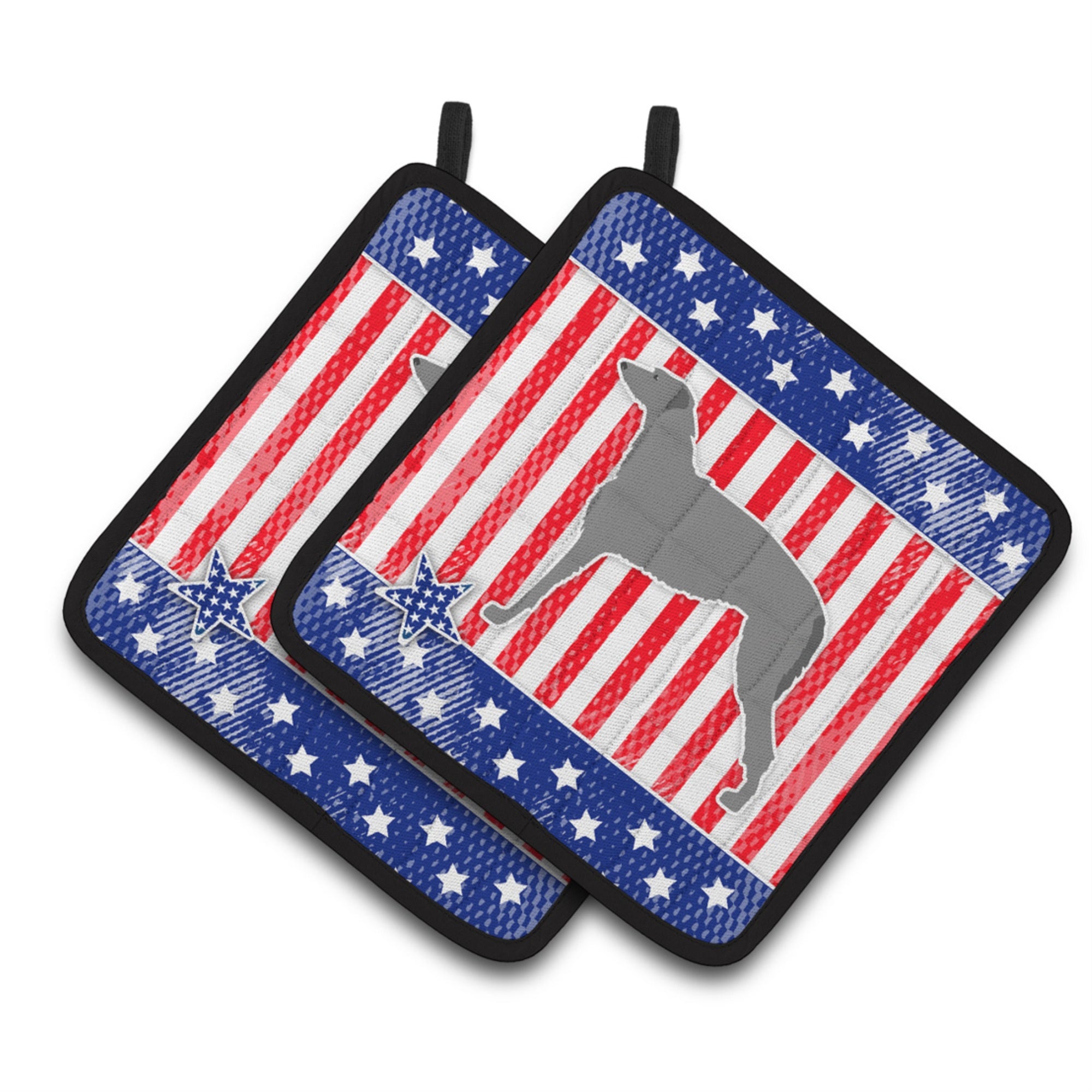 'Caroline'S Treasures Usa Patriotic Scottish Deerhound Pair Of Pot Holders Bb3296Pthd, 7.5Hx7.5W, Multicolor''