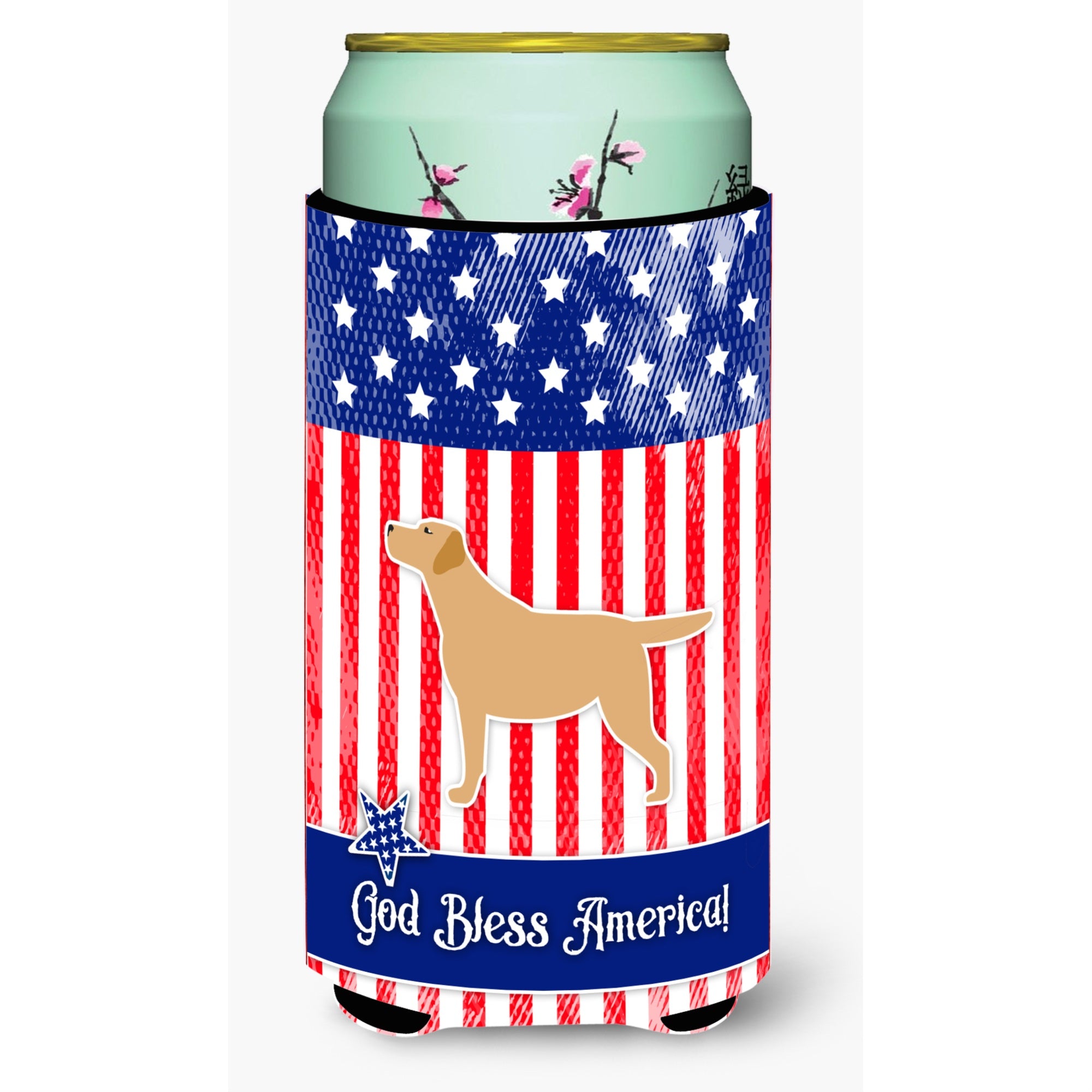 'Caroline'S Treasures Usa Patriotic Yellow Labrador Retriever Tall Boy Beverage Insulator Hugger, Multicolor''