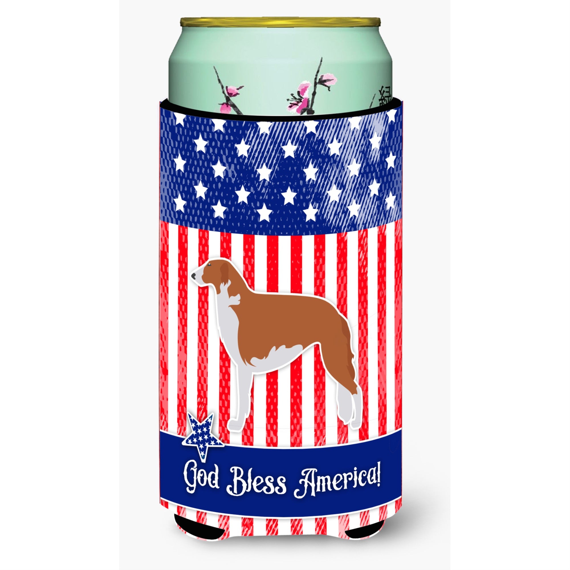 'Caroline'S Treasures Usa Patriotic Borzoi Russian Greyhound Tall Boy Beverage Insulator Hugger, Multicolor''