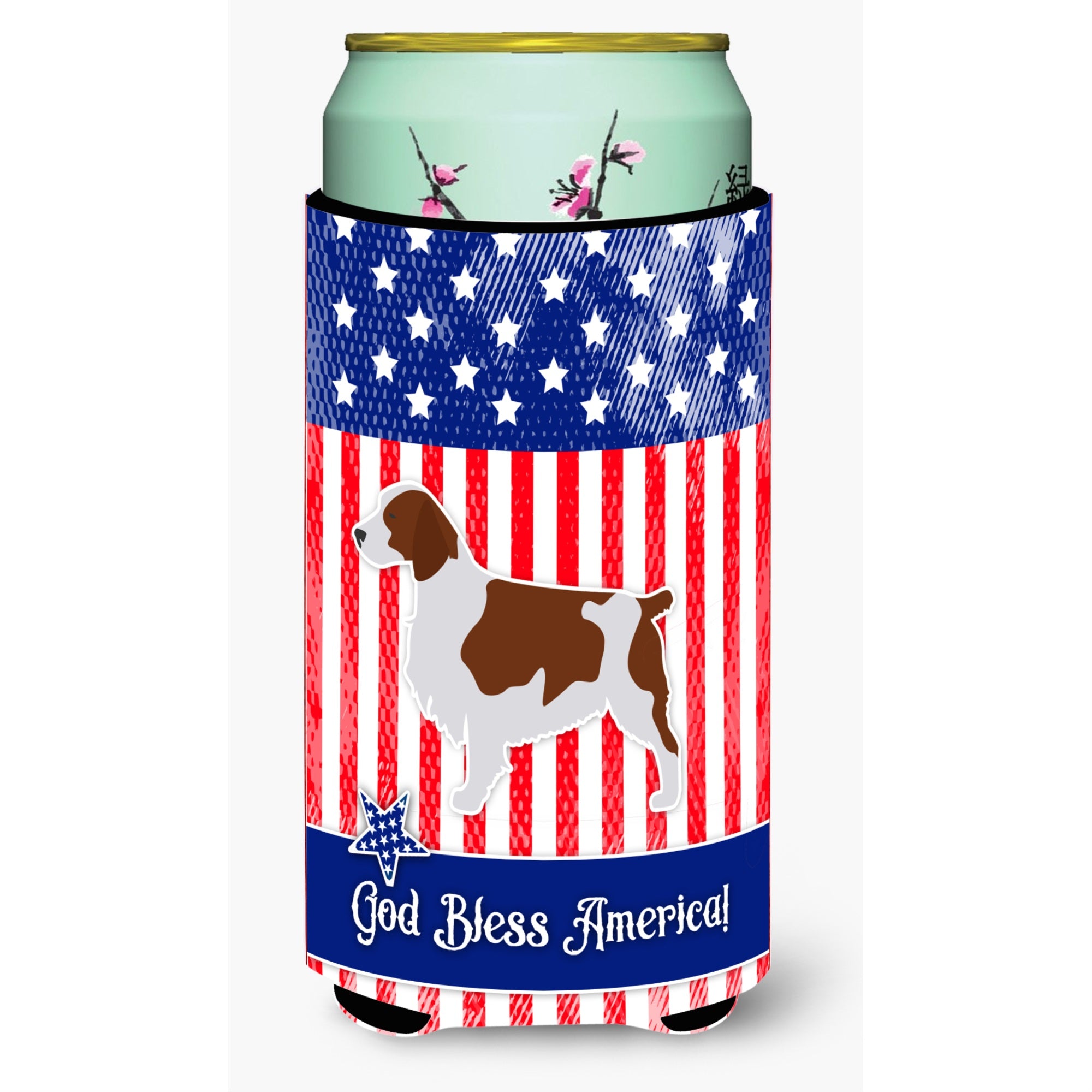 'Caroline'S Treasures Usa Patriotic Welsh Springer Spaniel Tall Boy Beverage Insulator Hugger, Multicolor''
