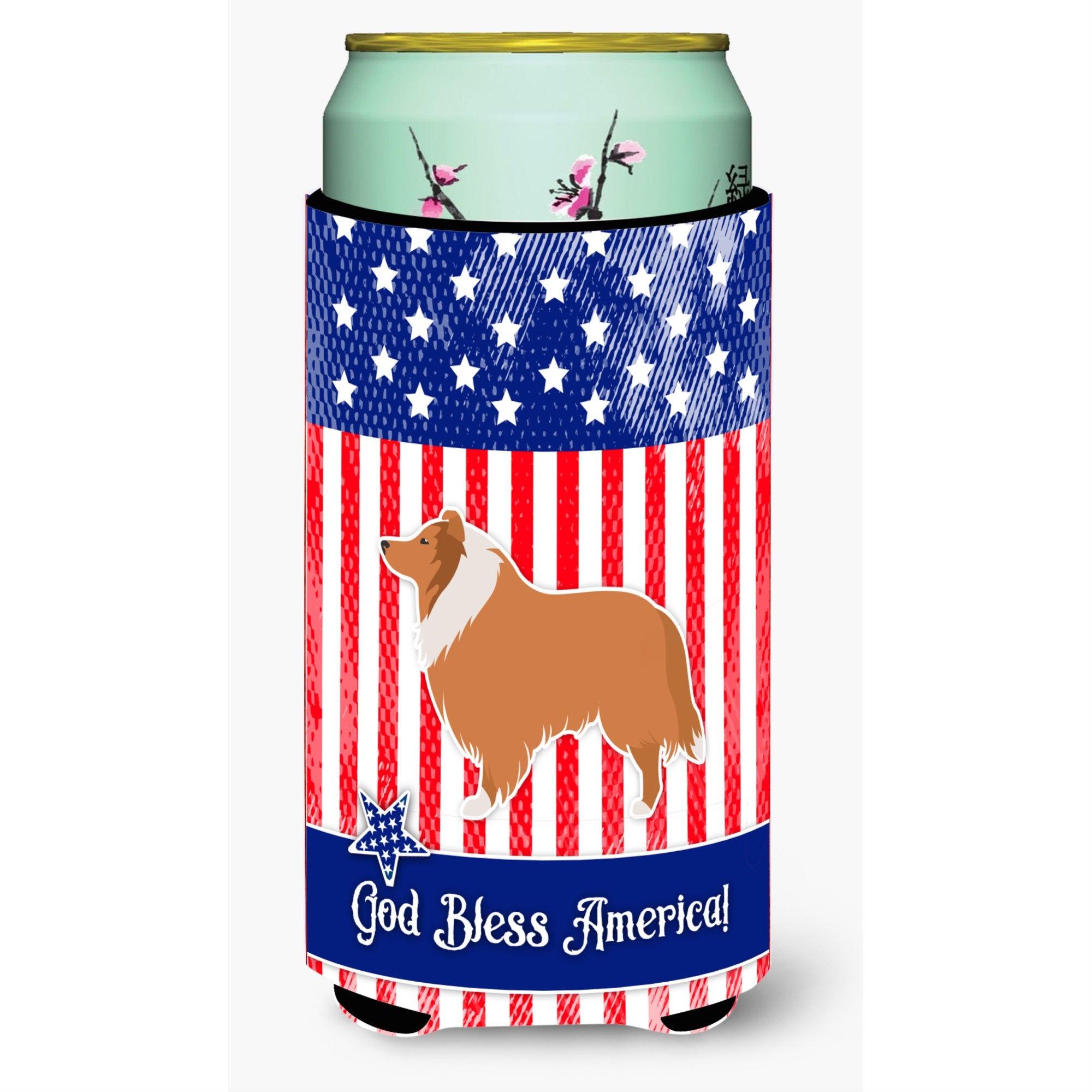 'Caroline'S Treasures Usa Patriotic Collie Beverage Insulator Hugger, Tall Boy, Multicolor''