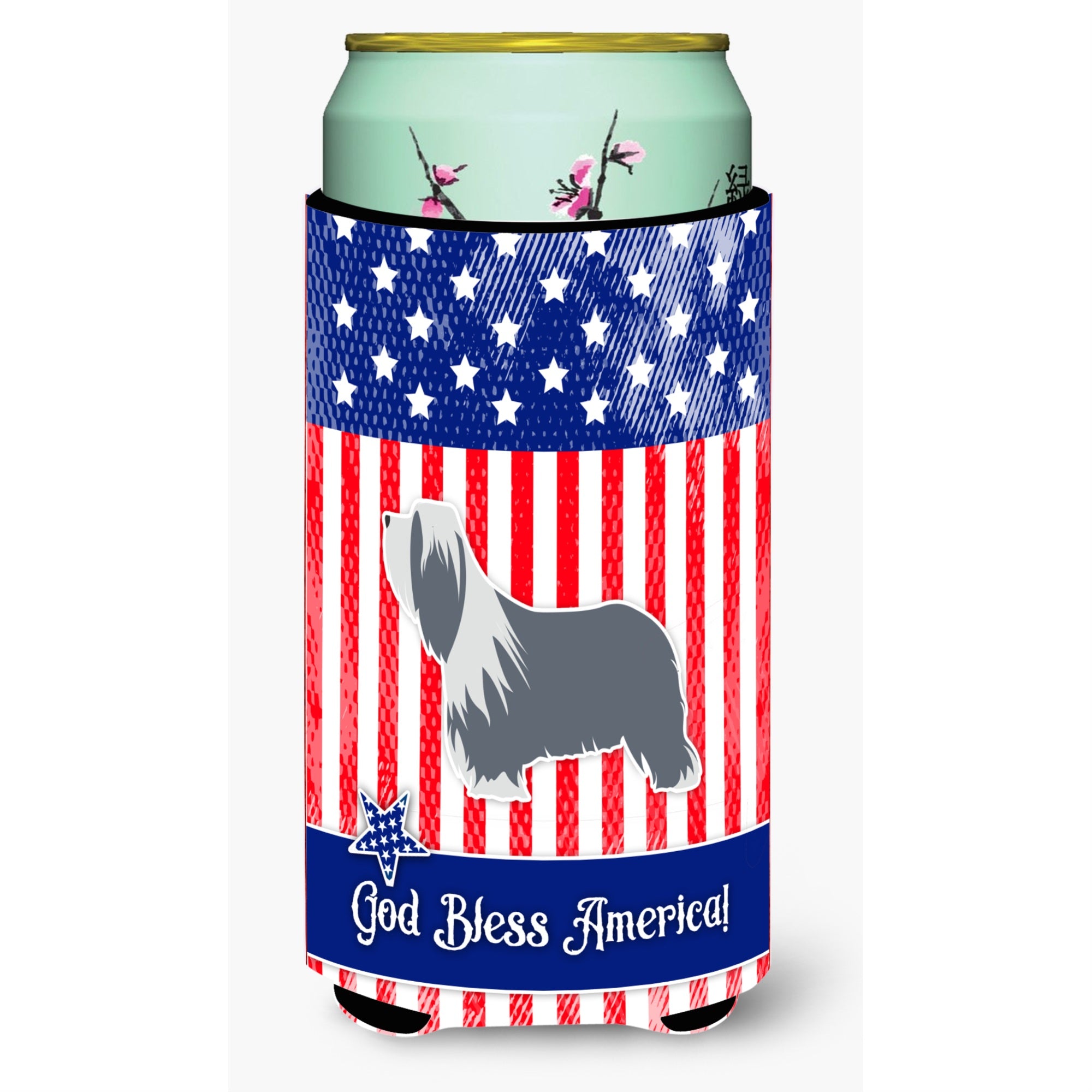 'Caroline'S Treasures Usa Patriotic Bearded Collie Beverage Insulator Hugger, Tall Boy, Multicolor''
