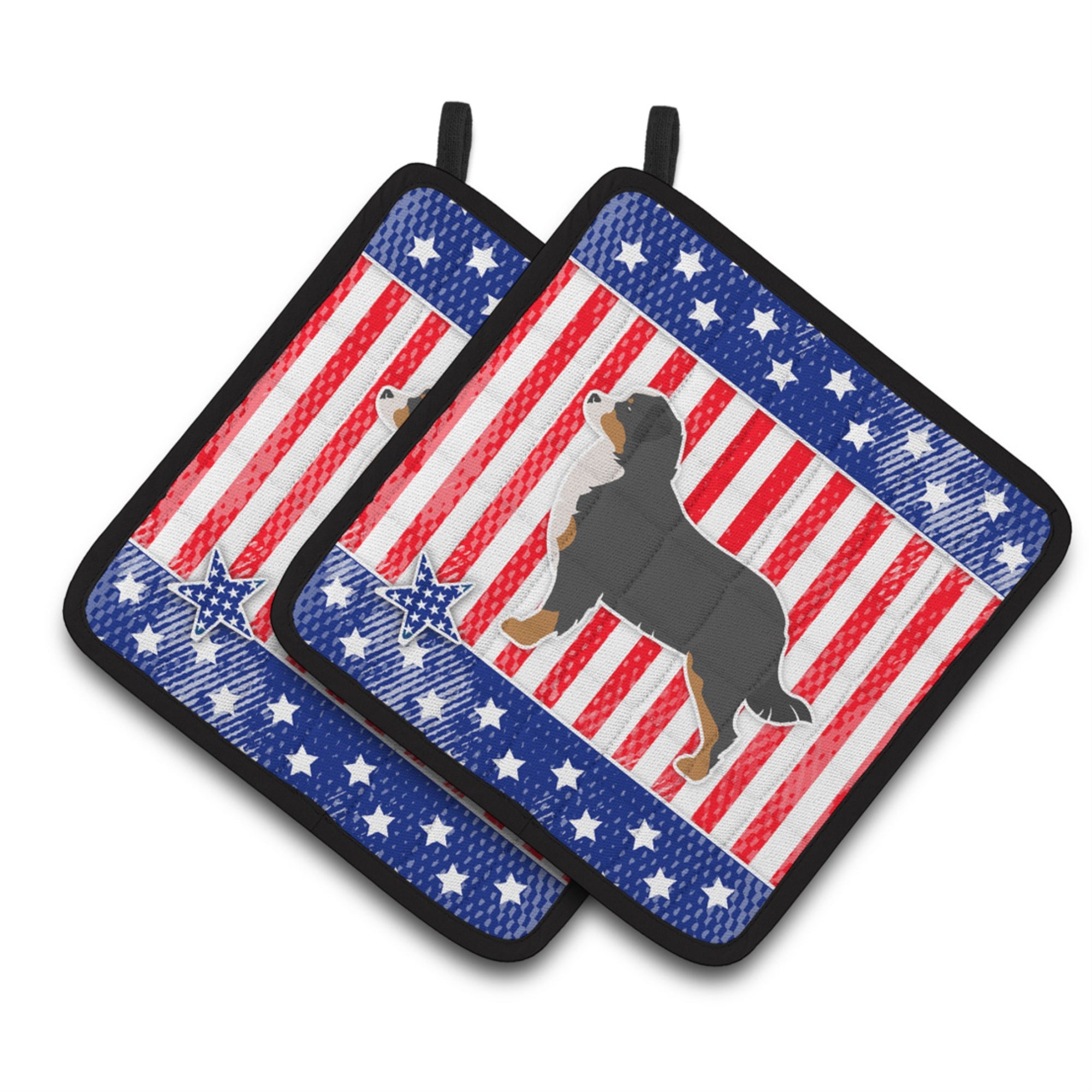 'Caroline'S Treasures Usa Patriotic Bernese Mountain Dog Pair Of Pot Holders Bb3319Pthd, 7.5Hx7.5W, Multicolor''
