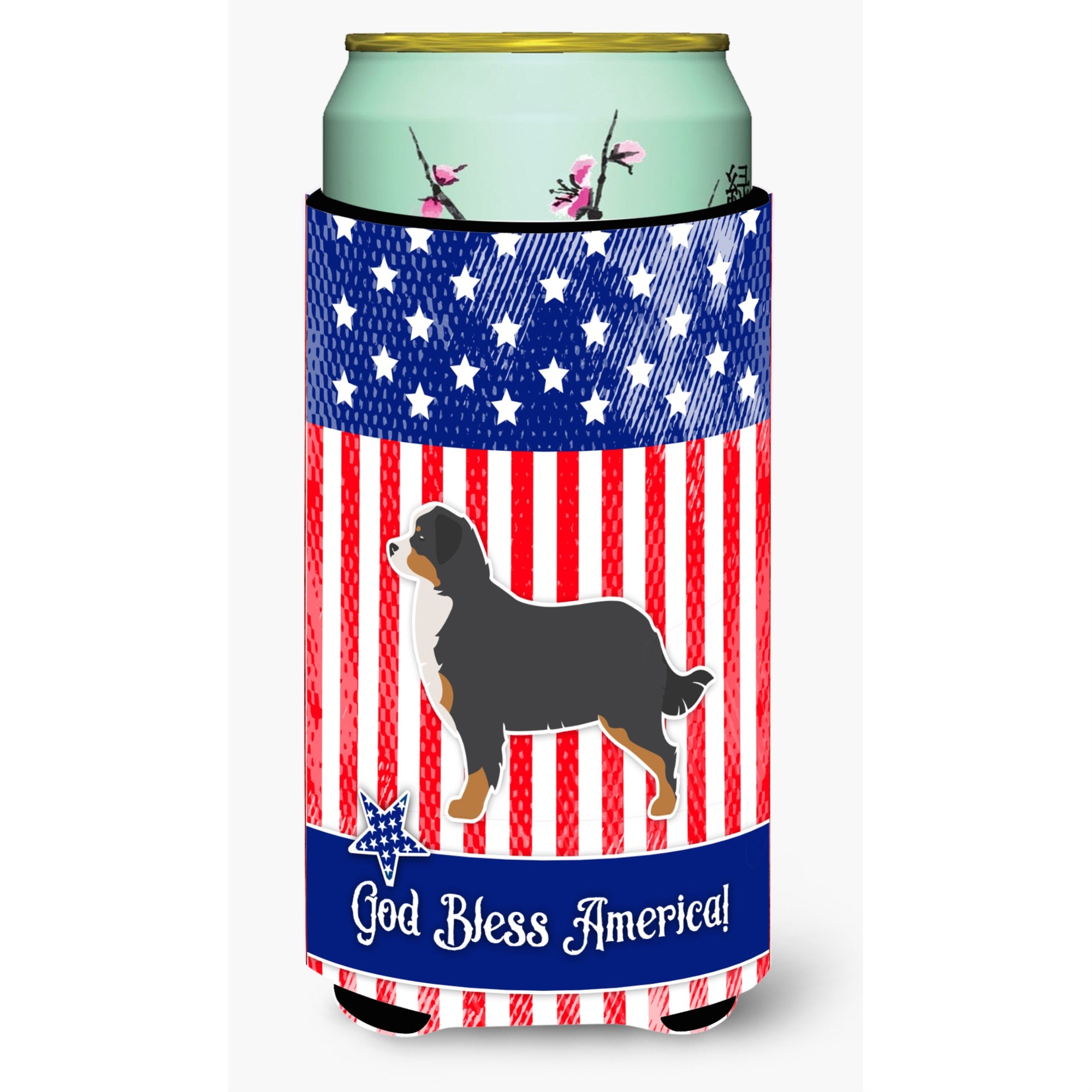'Caroline'S Treasures Usa Patriotic Bernese Mountain Dog Beverage Insulator Hugger, Tall Boy, Multicolor''