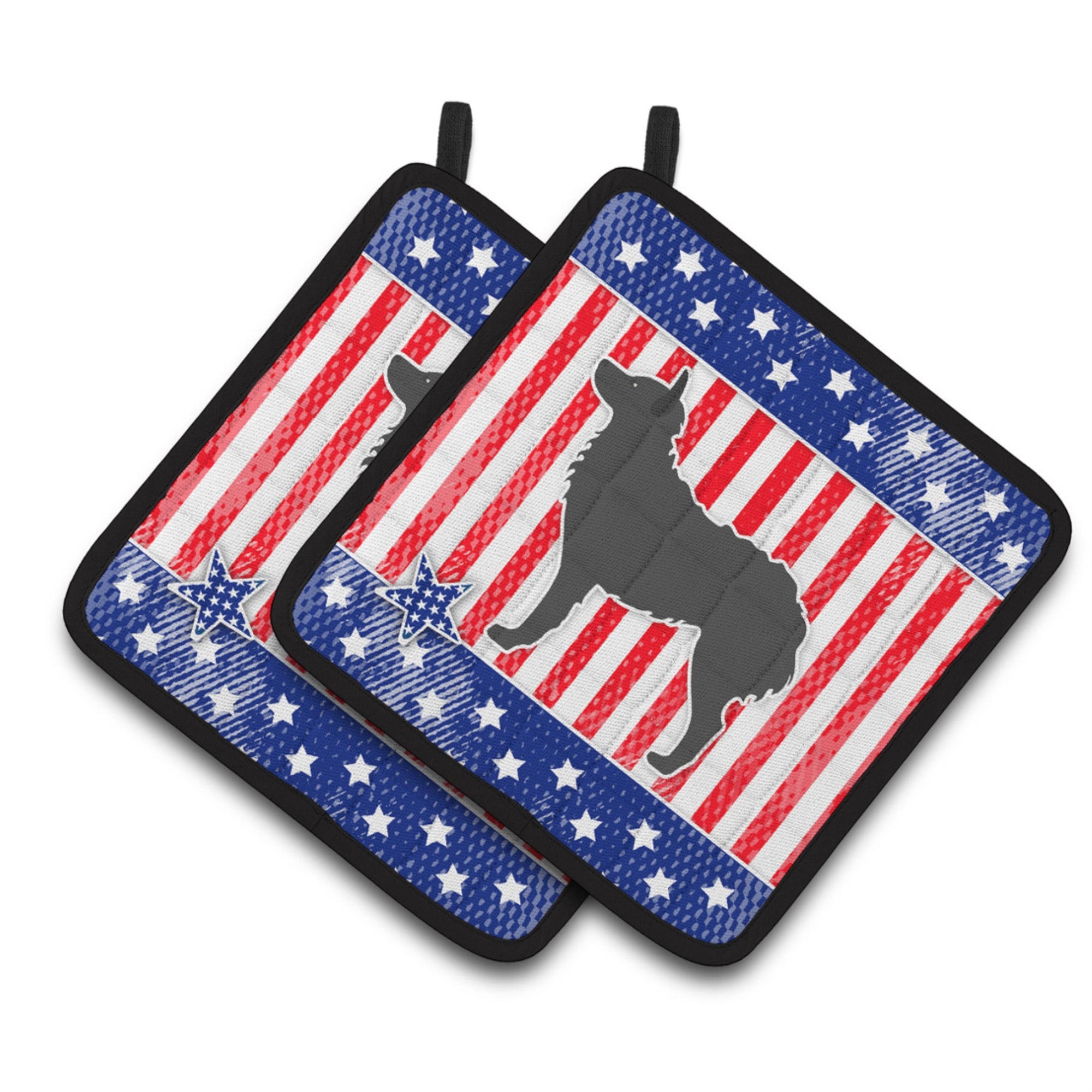'Caroline'S Treasures Usa Patriotic Croatian Sheepdog Pair Of Pot Holders Bb3321Pthd, 7.5Hx7.5W, Multicolor''