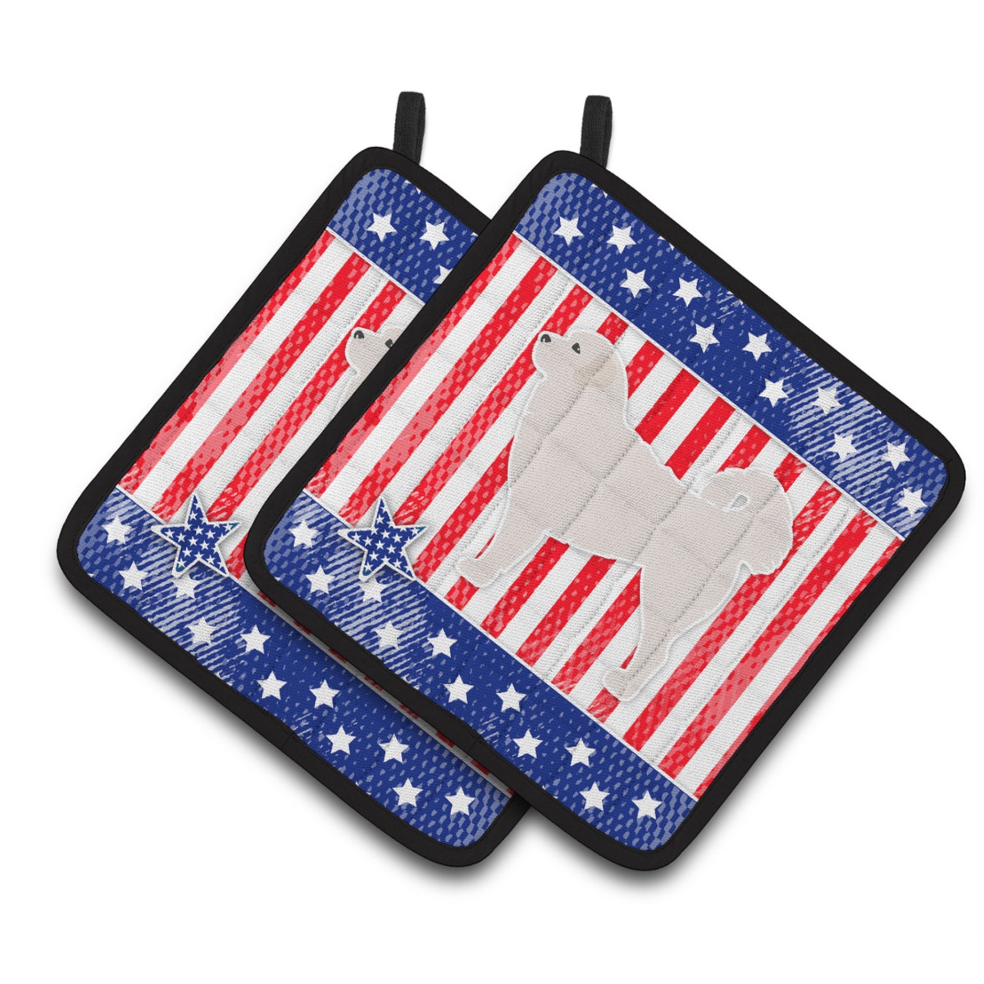 'Caroline'S Treasures Bb3327Pthd Usa Patriotic Polish Tatra Sheepdog Pair Of Pot Holders, 7.5H'''' X 7.5'''' W, Multicolor''